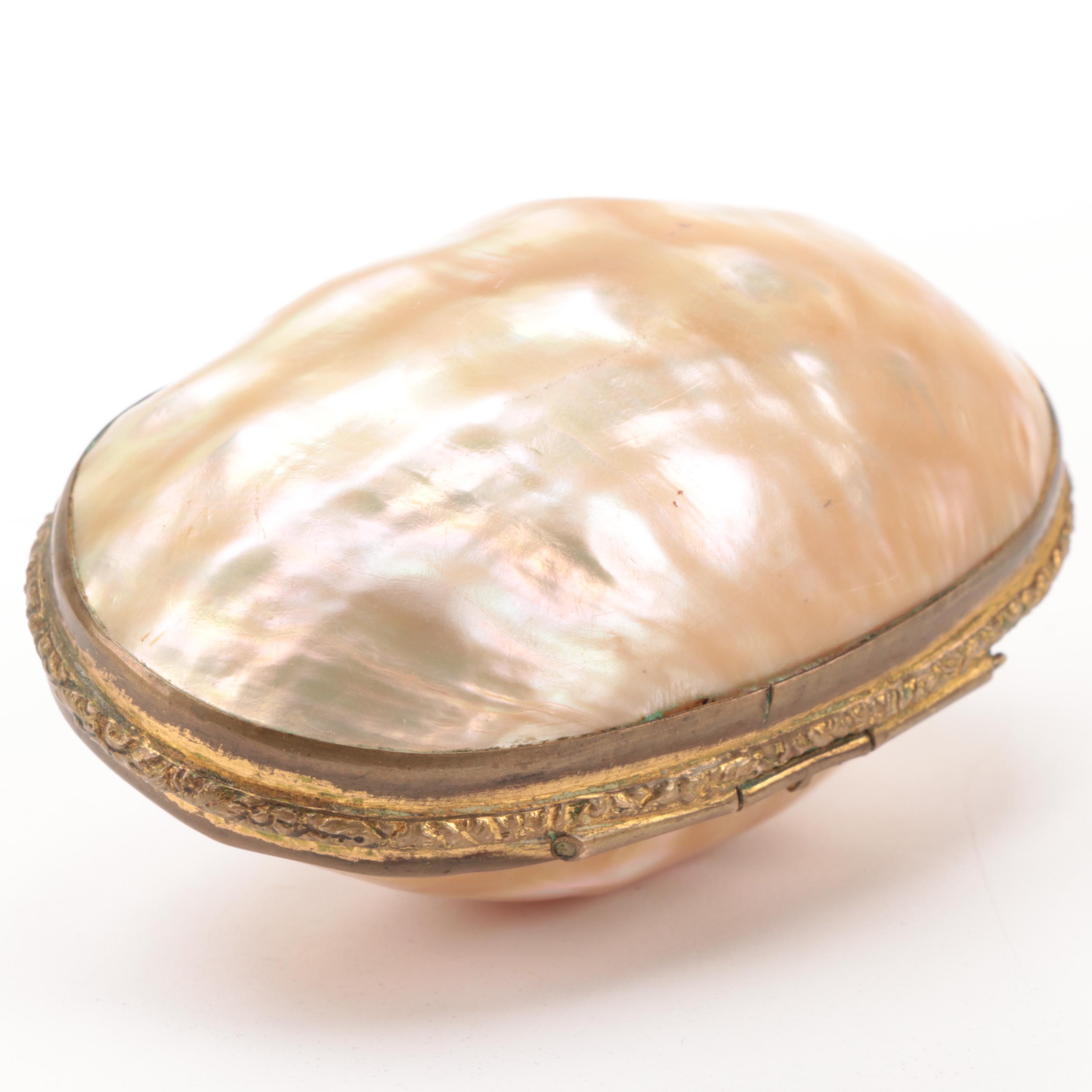 Mother-of-Pearl and Brass Box