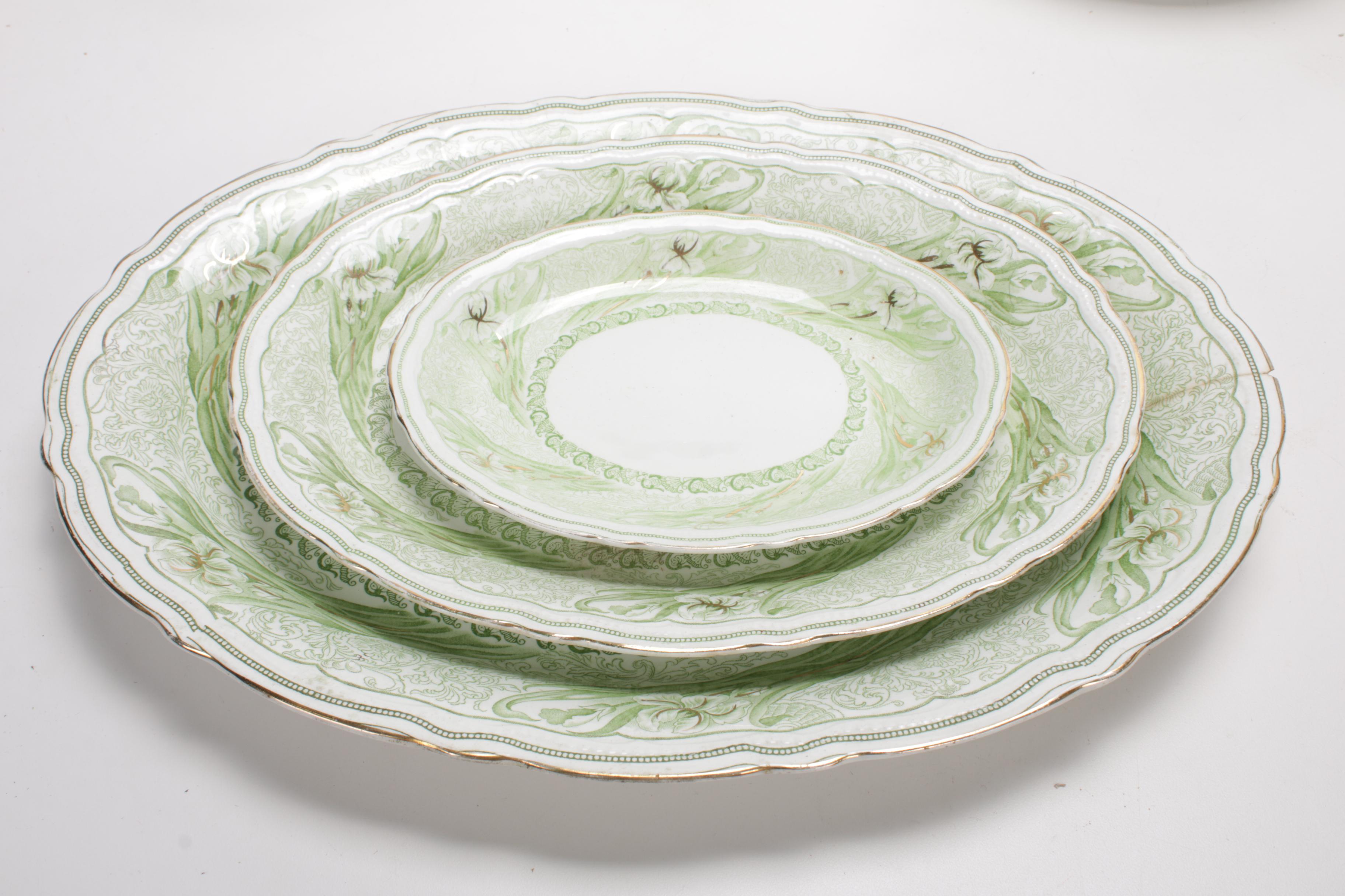 Clementson Bros. "Iris" Porcelain Dinnerware, Early 20th Century