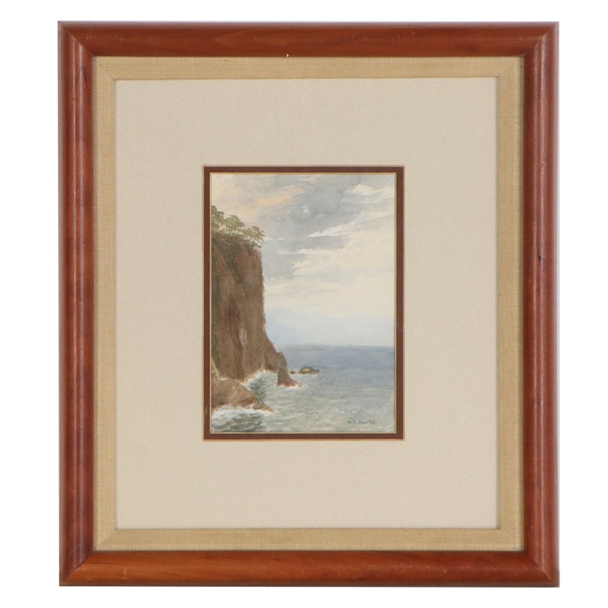 William Stanley Haseltine Watercolor Painting "Coast"