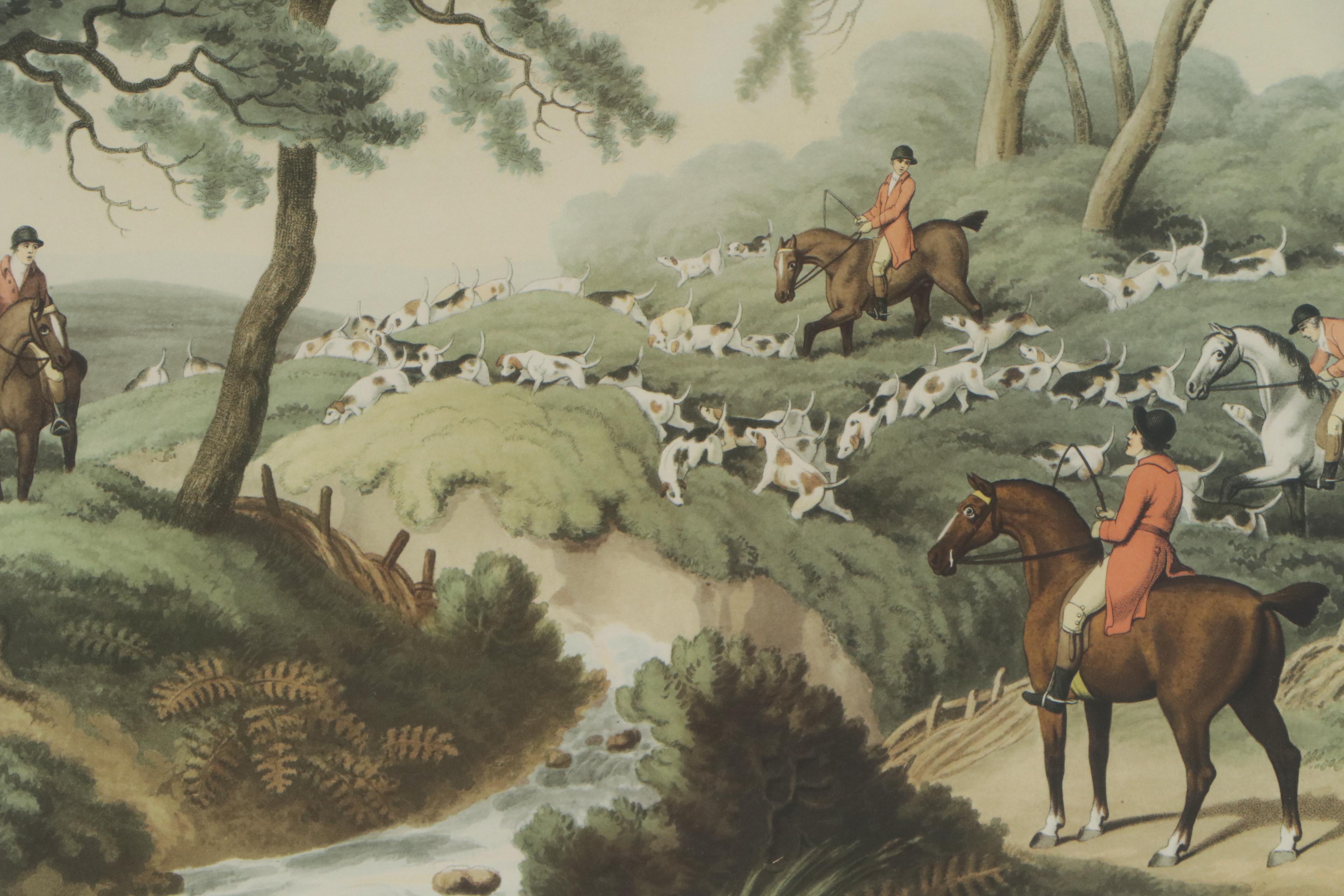 Offset Lithograph After Samuel Howitt Hunting Scene "Fox Hunting No. 3"