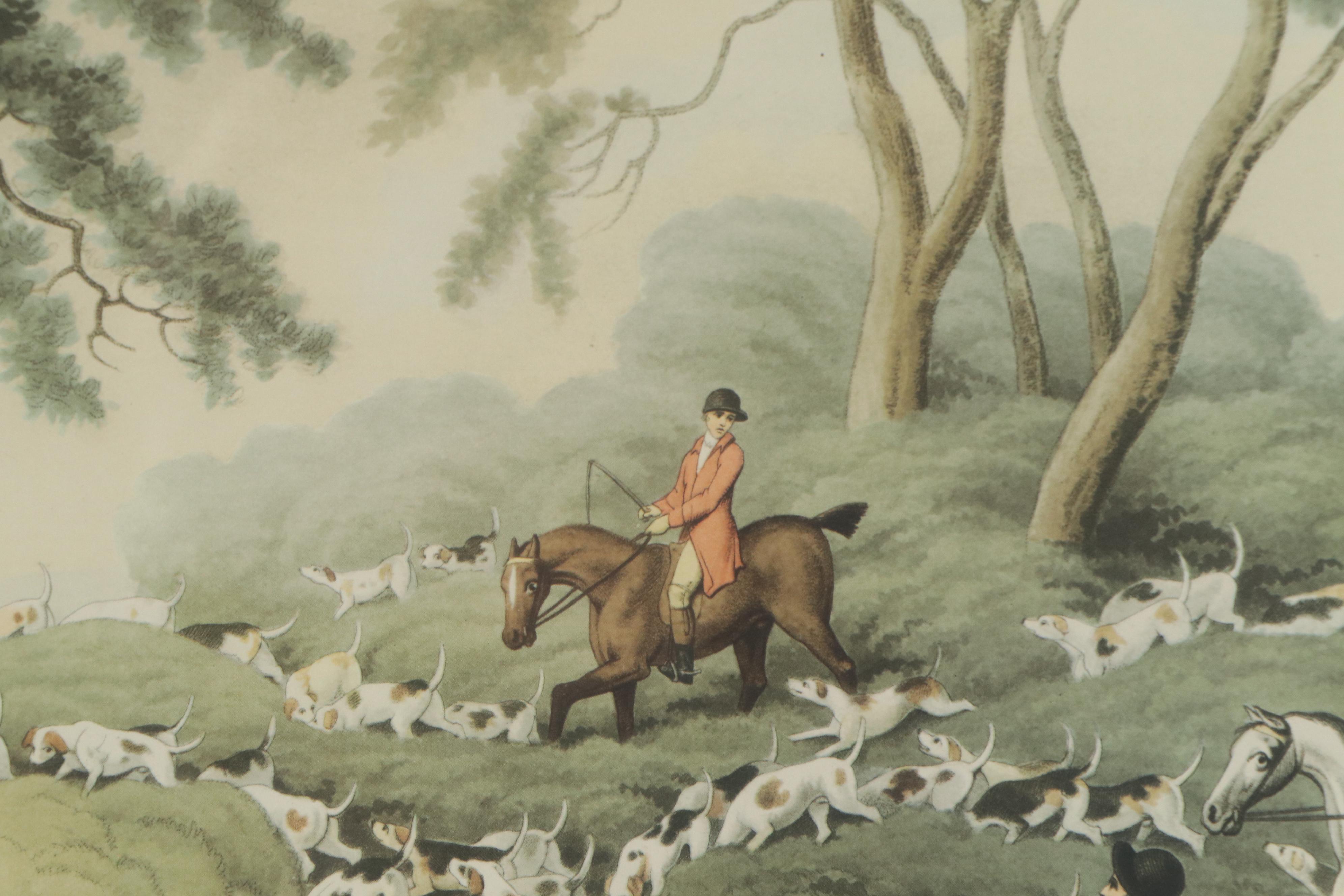 Offset Lithograph After Samuel Howitt Hunting Scene "Fox Hunting No. 3"