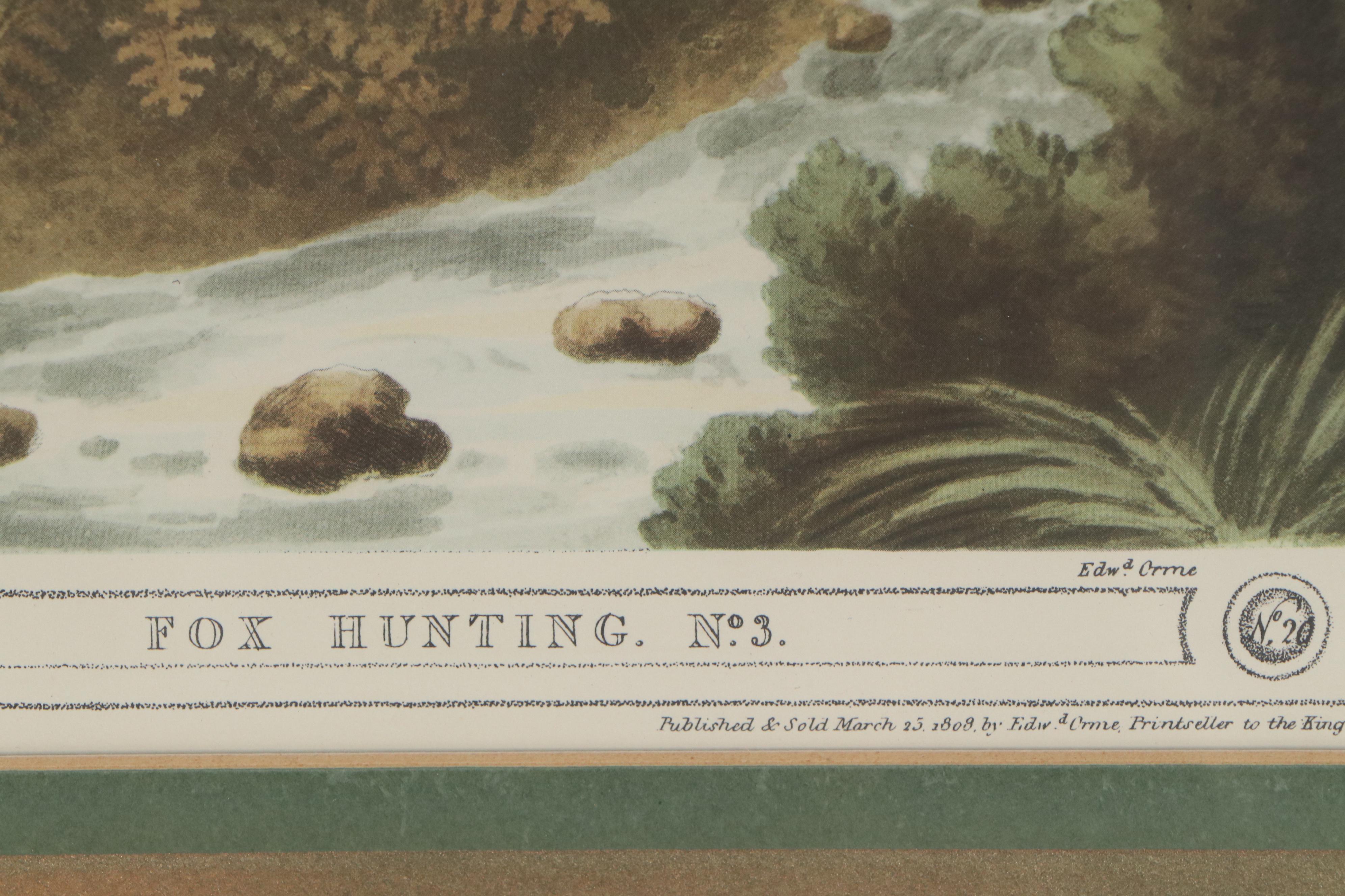 Offset Lithograph After Samuel Howitt Hunting Scene "Fox Hunting No. 3"
