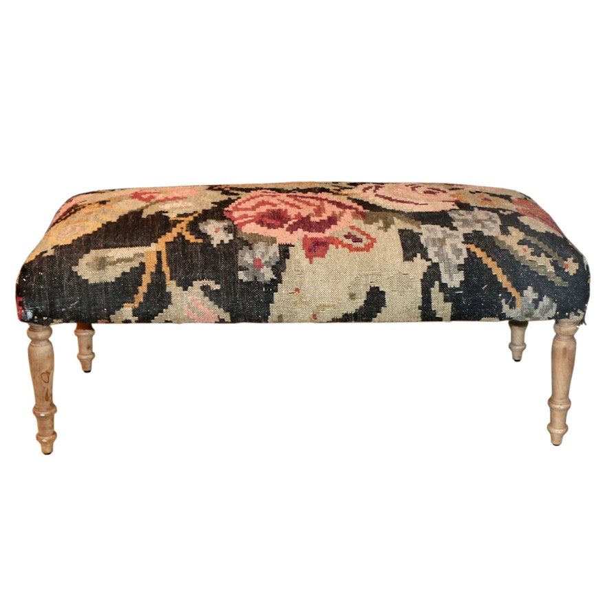 Manglam Arts for Grandin Road "Vera" Kilim Upholstered Wood Bench