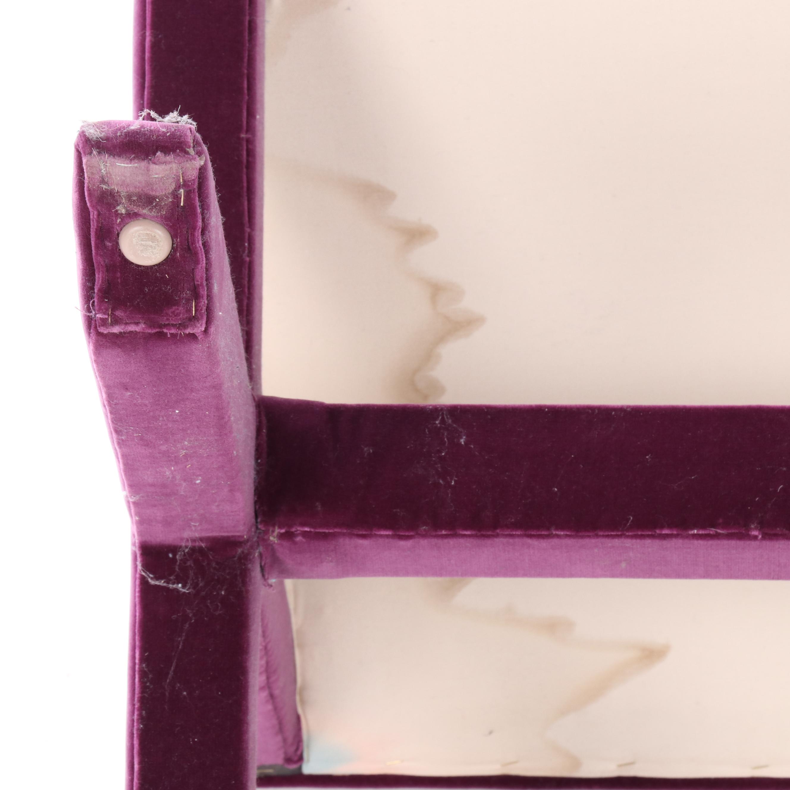 Magenta Colored Velvet Upholstered Hall Bench