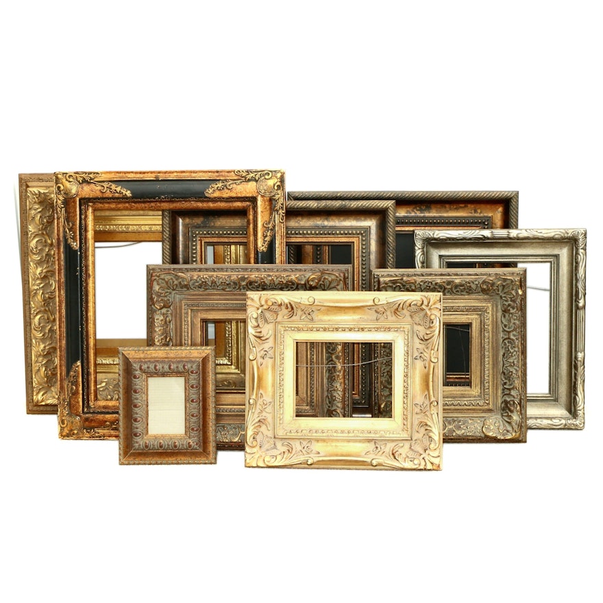 Collection of Ornate Gilt and Painted Wooden Picture Frames