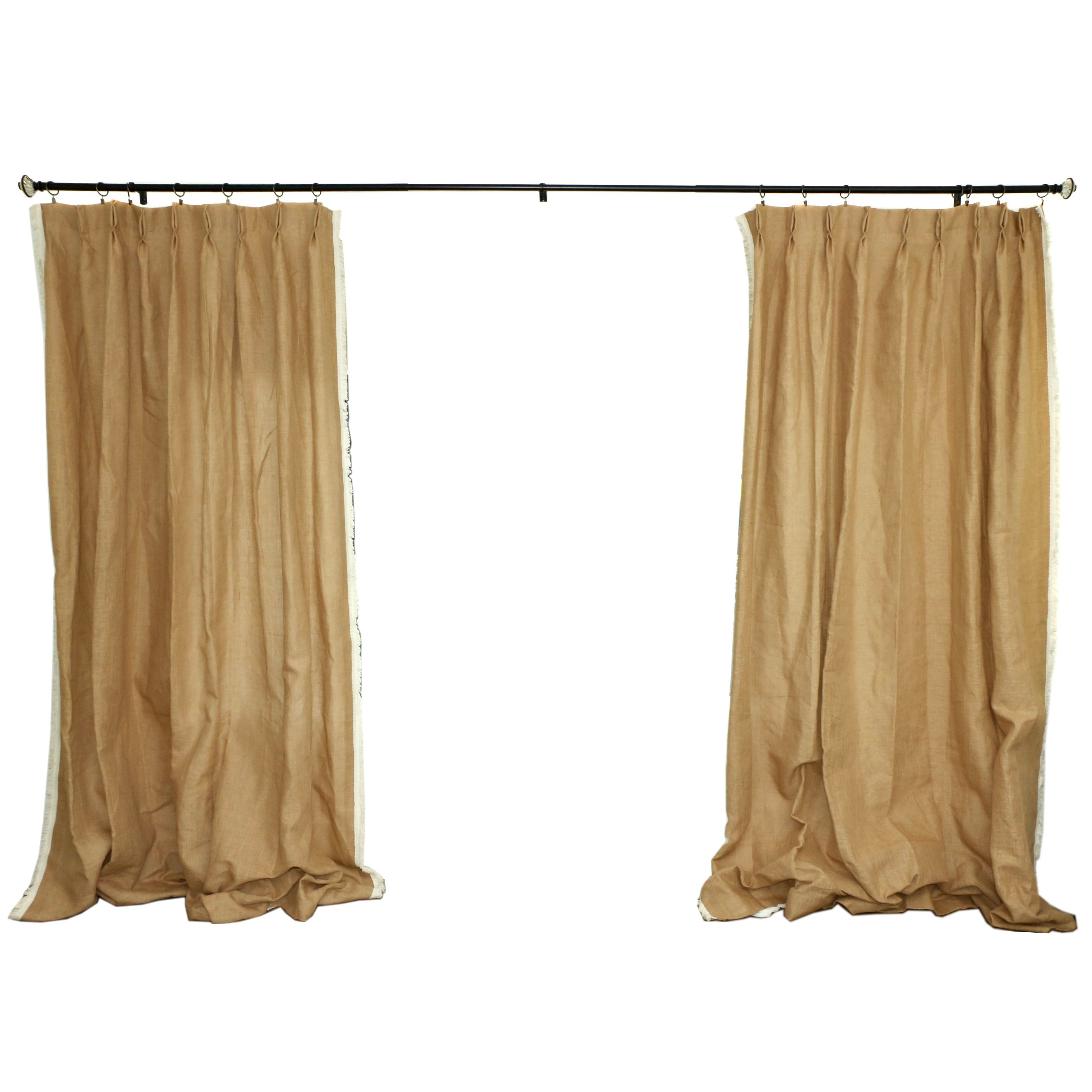 Ballard Designs Fringe Burlap Drapes, Shower Curtain, and Bed Skirt