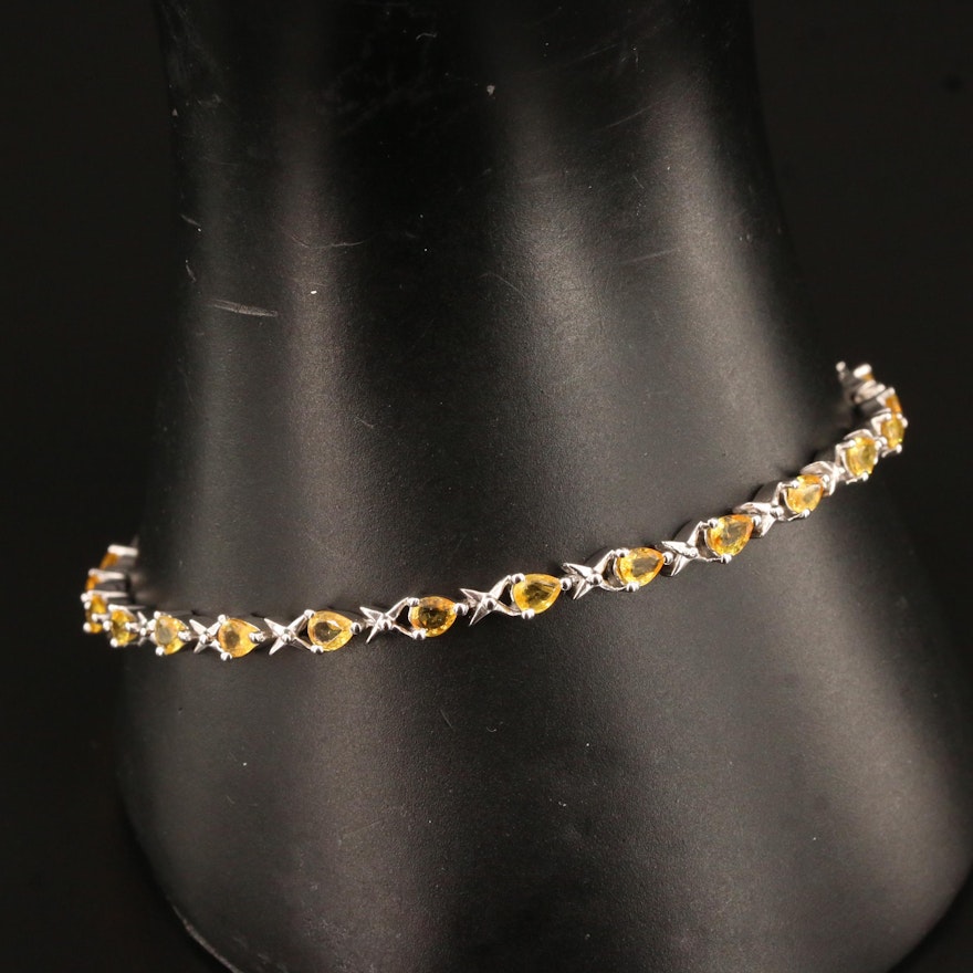 Sterling Silver Sapphire Link Bracelet