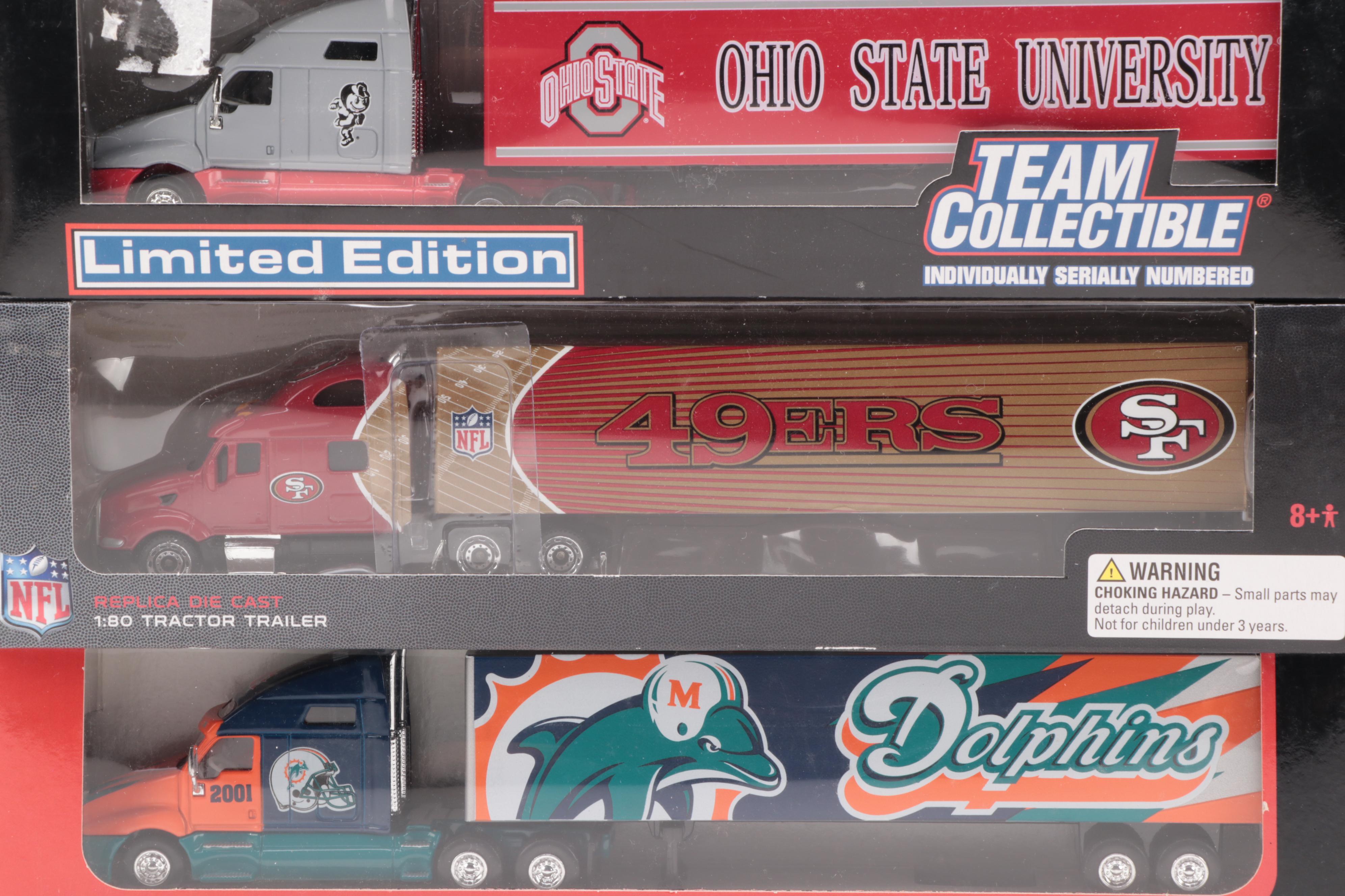 NFL and College Sports Teams Collectible Model Tractor Trailers
