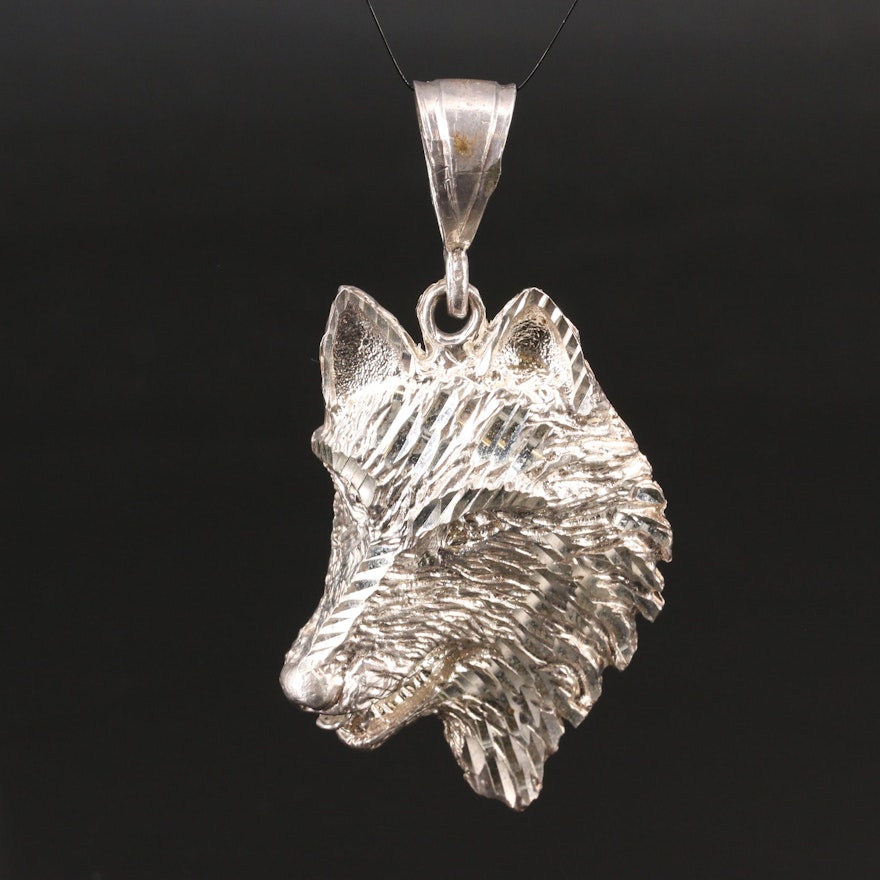 Sterling Silver Wolf Pendant