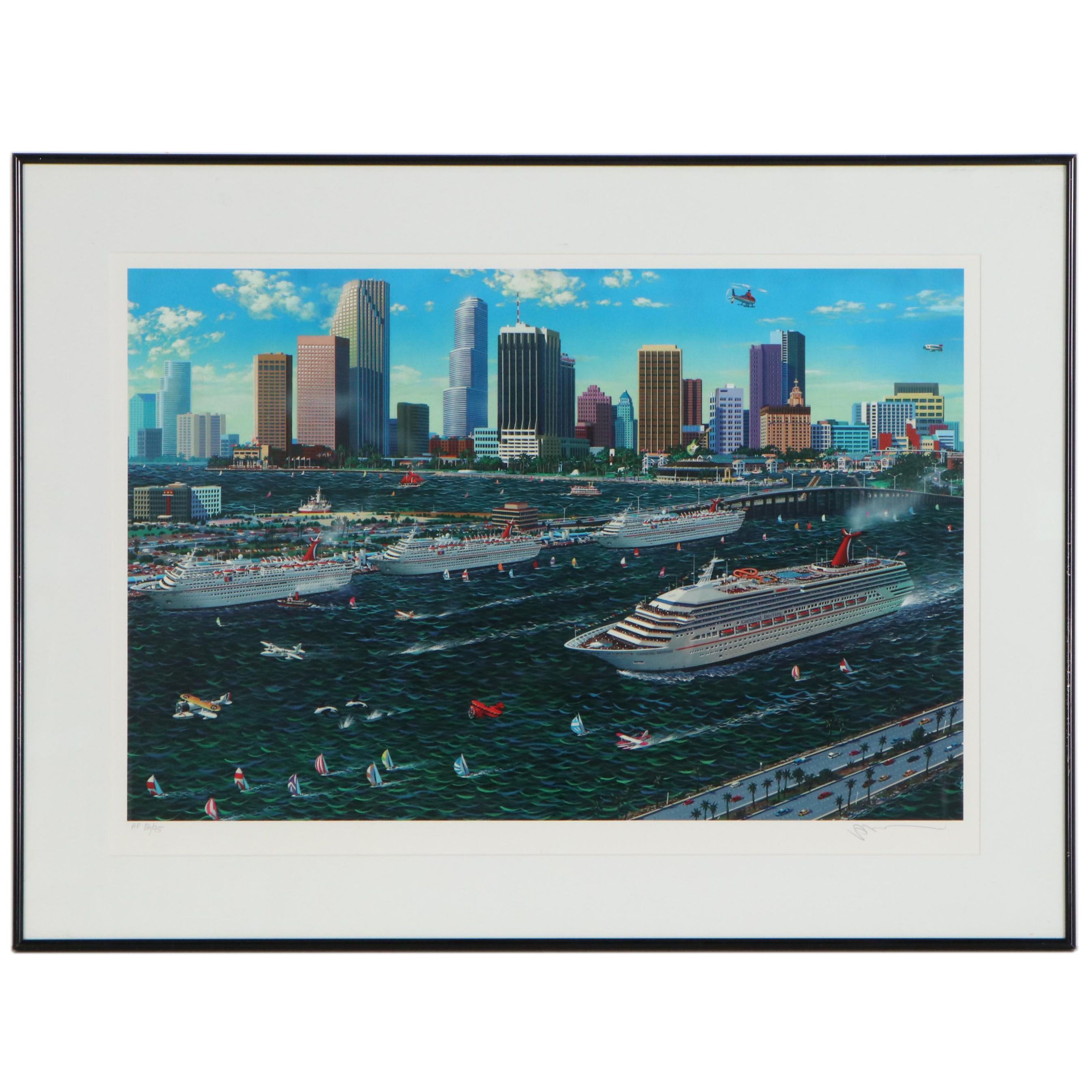 Alexander Chen Offset Lithograph "Miami Cruising," circa 1990s