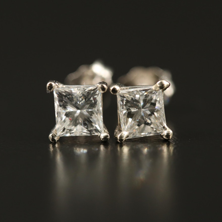 14K 1.11 CTW Diamond Solitaire Earrings with GIA eReport