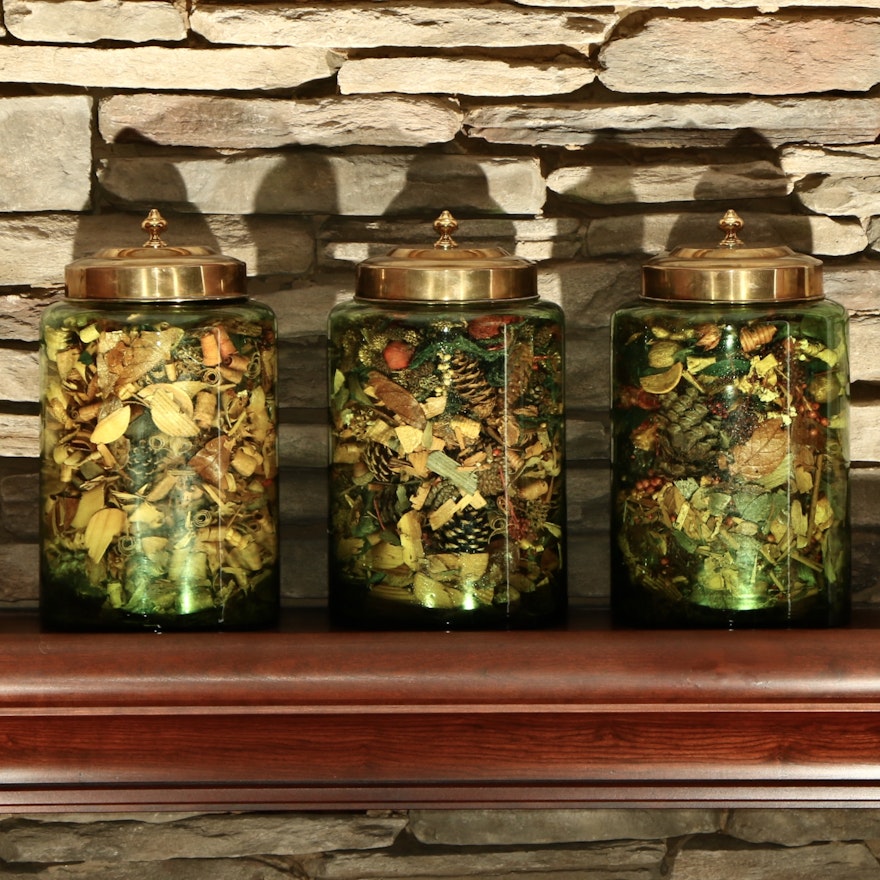 Contemporary Decorative Glass Jars of Potpourri