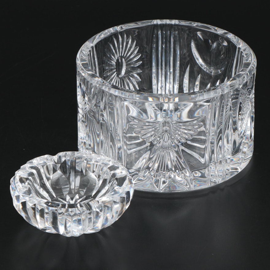 Waterford Crystal "Millennium" Wine Bottle Coaster and Waterford Crystal Ashtray