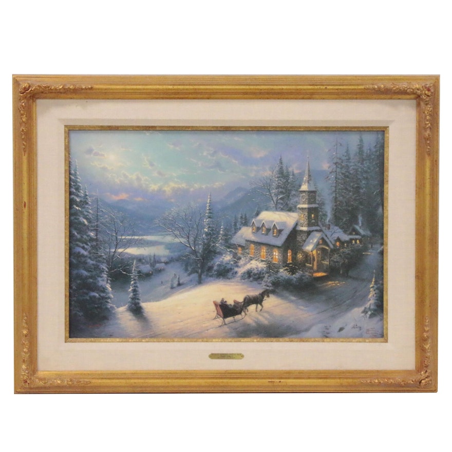 Thomas Kinkade Offset Lithograph "Sunday Evening Sleigh Ride"