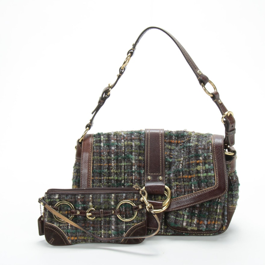Coach Chelsea Shoulder Bag and Matching Wristlet in Tweed Bouclé
