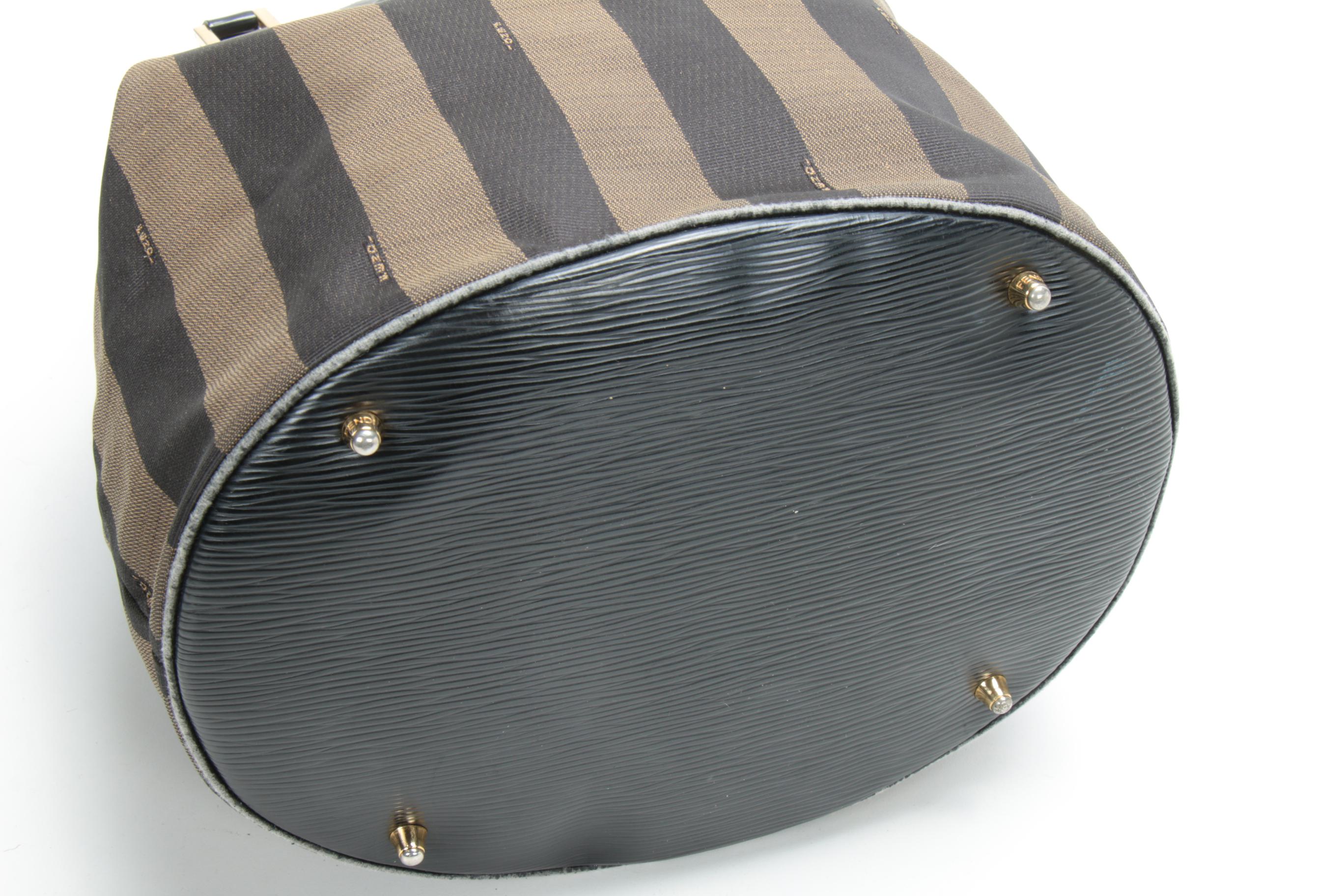 Fendi Bucket Bag in Pequin Canvas and Leather