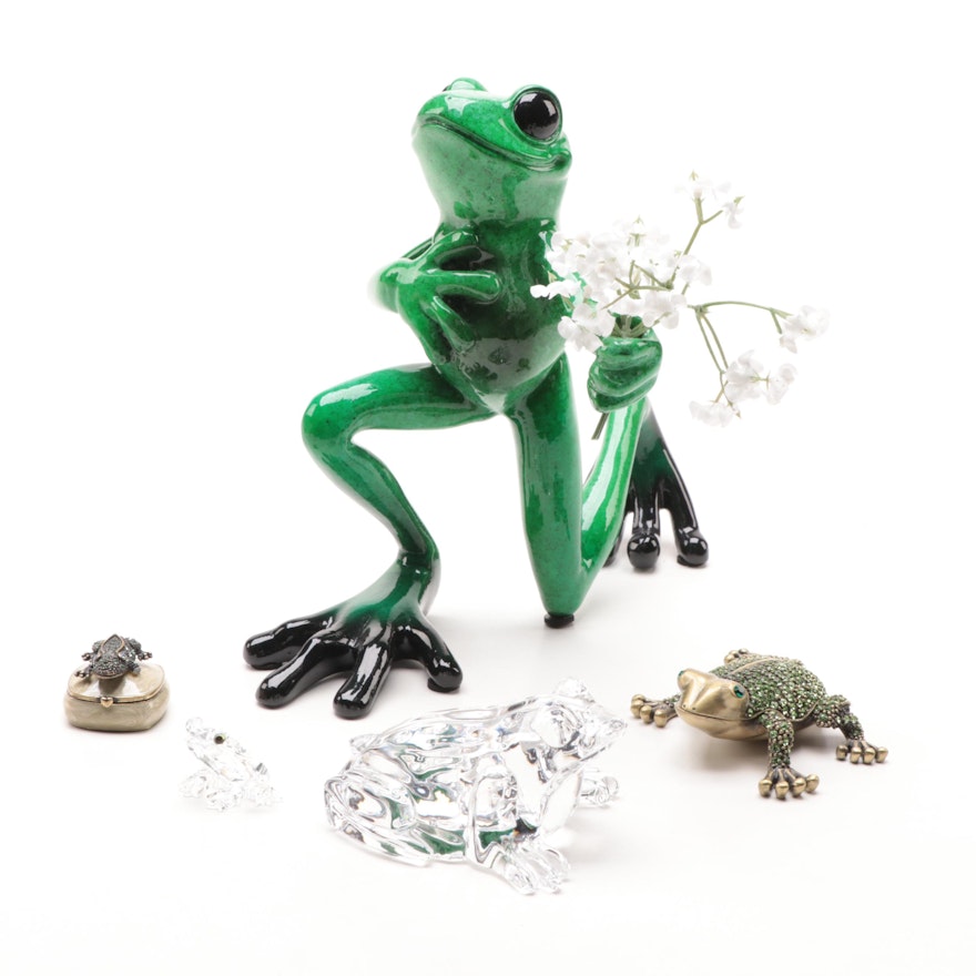 Waterford, Swarovski Crystal and Other Frog Themed Figurines