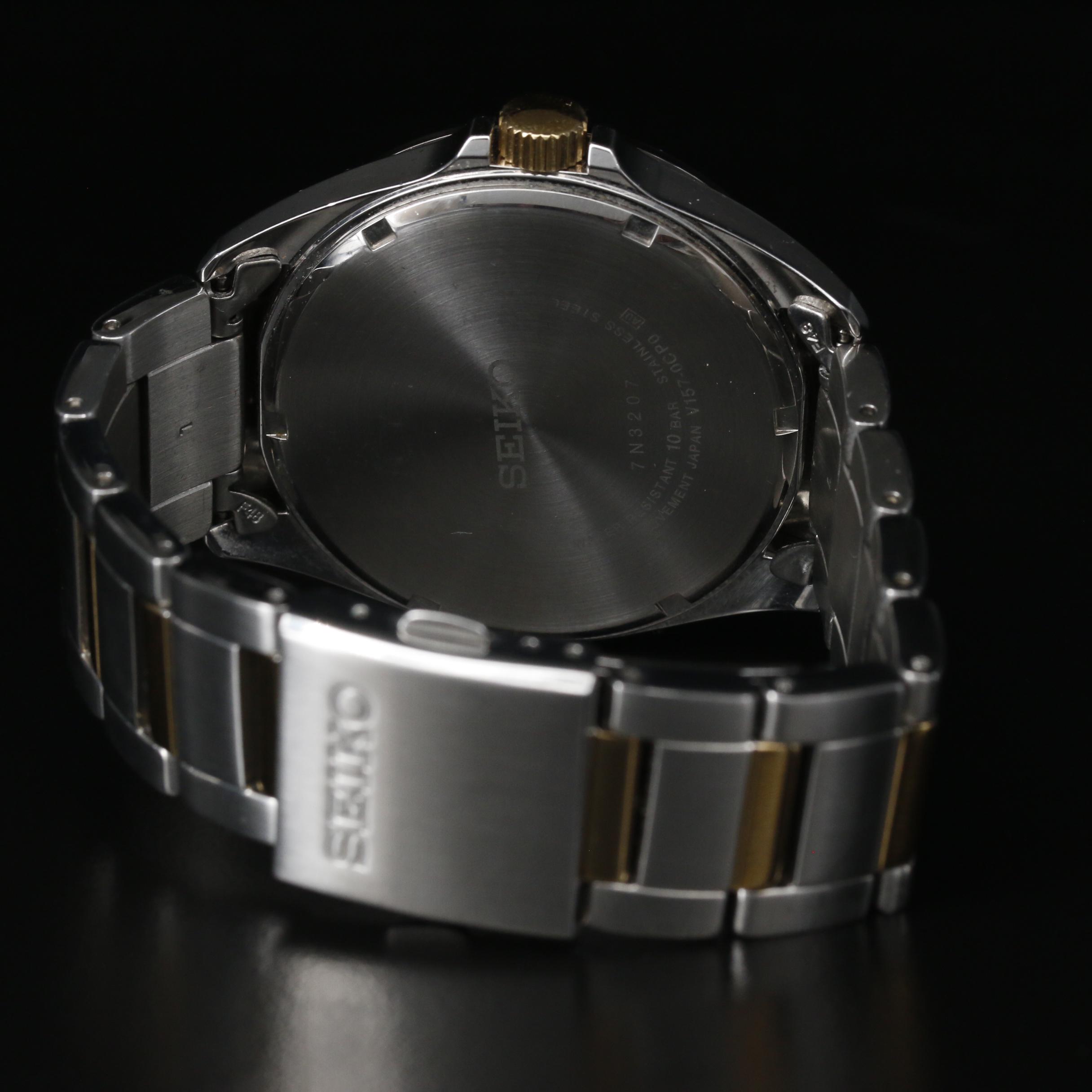 Seiko "Solar" 100 Meters with Date Stainless Steel Watch