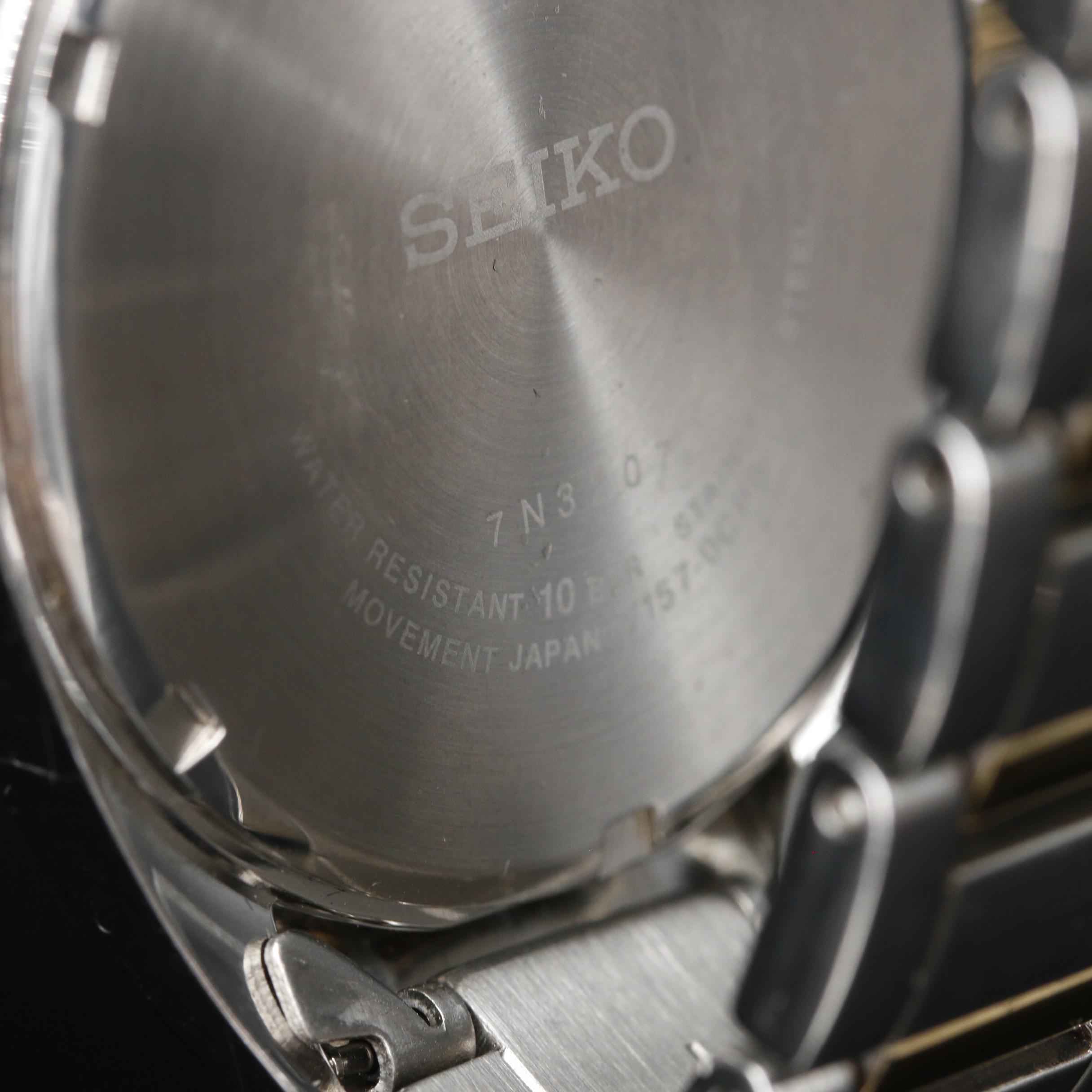 Seiko "Solar" 100 Meters with Date Stainless Steel Watch