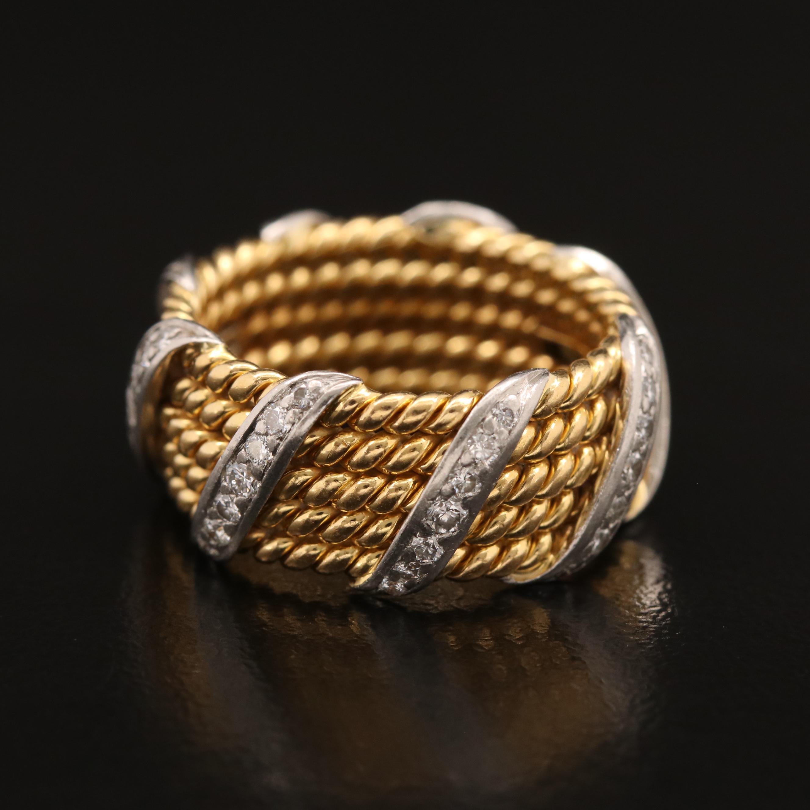 Schlumberger for Tiffany & Co. 18K Diamond Ring with Platinum Accents