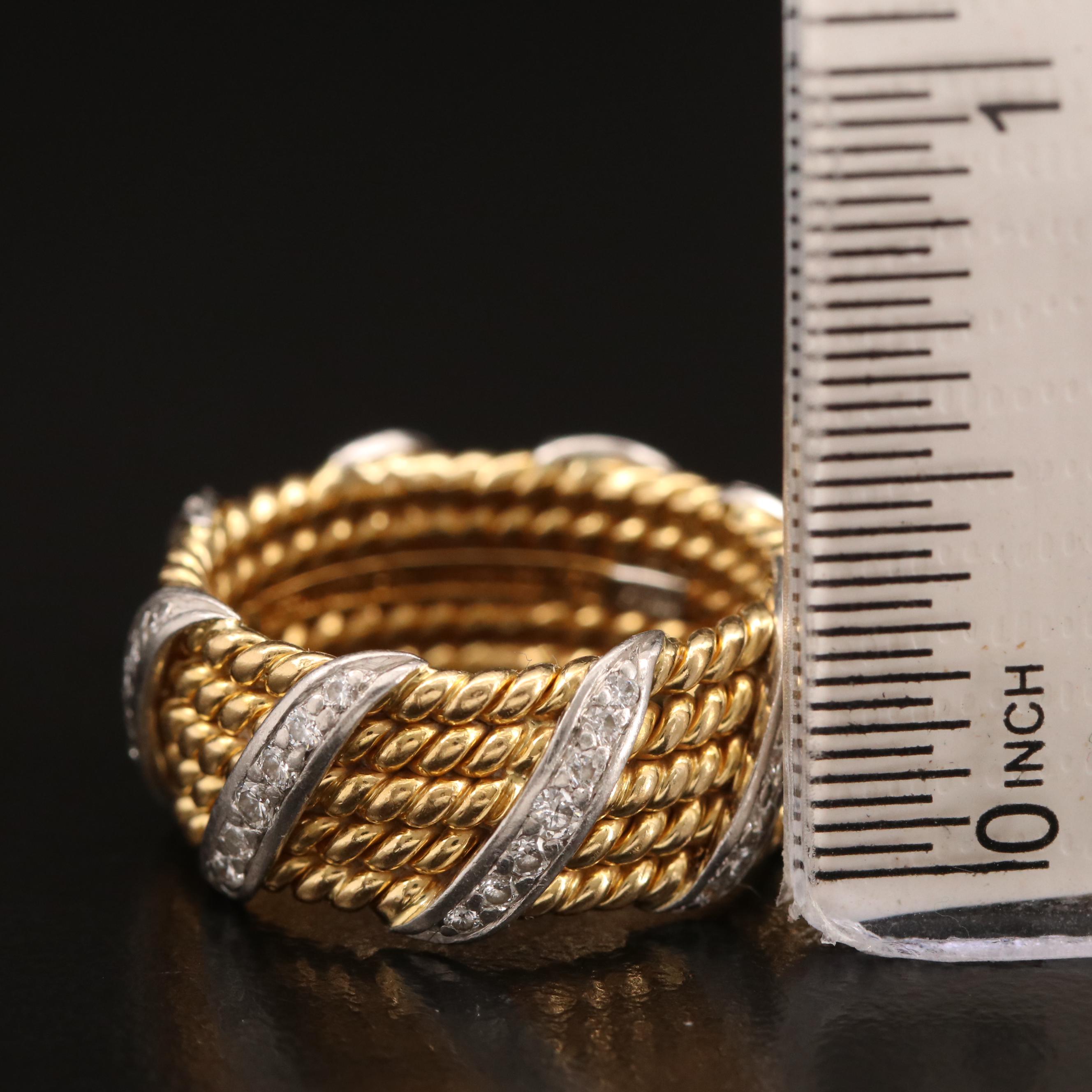 Schlumberger for Tiffany & Co. 18K Diamond Ring with Platinum Accents