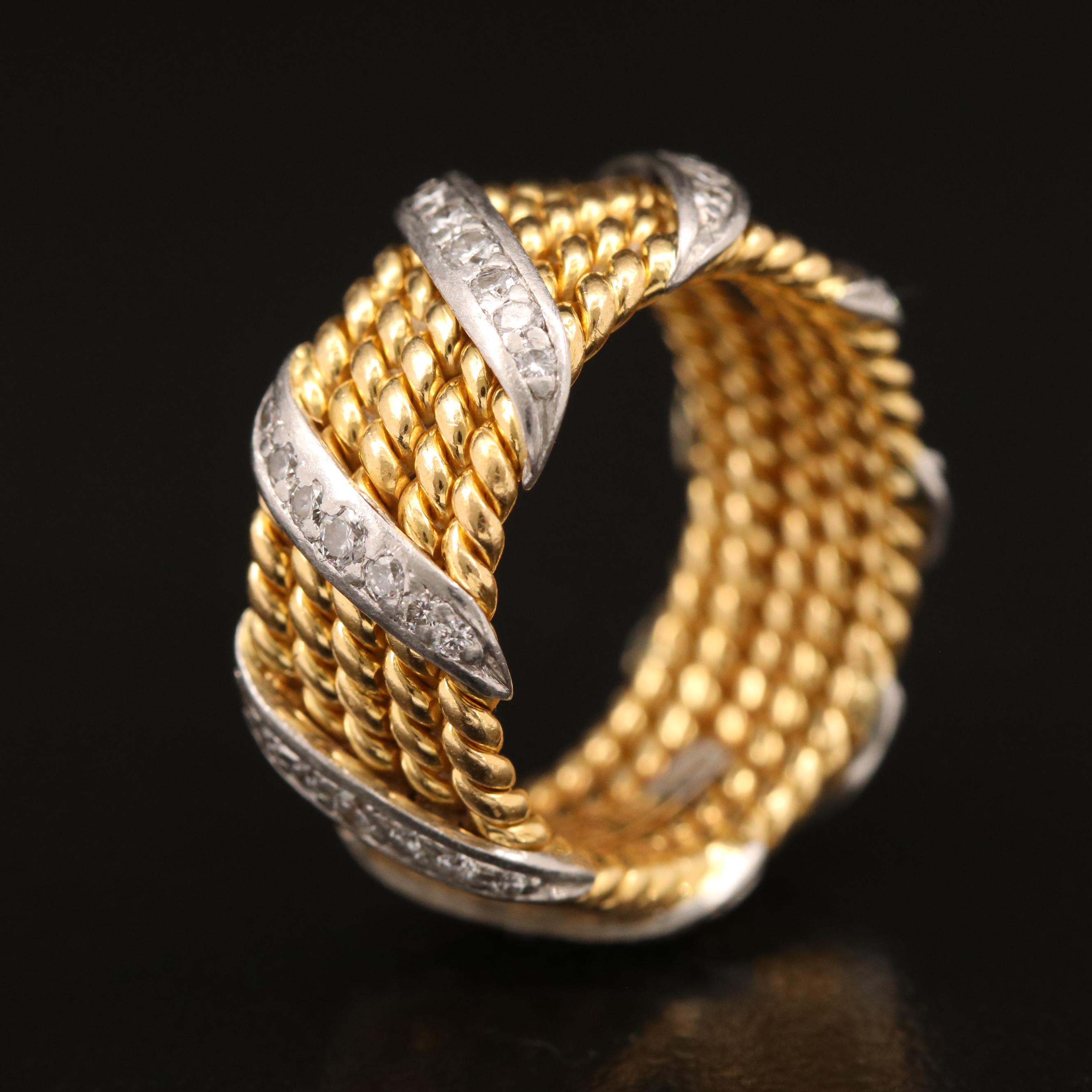 Schlumberger for Tiffany & Co. 18K Diamond Ring with Platinum Accents