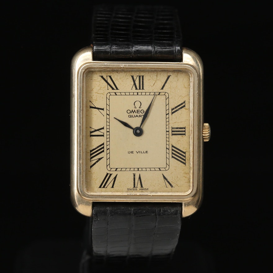 Late 1970s Omega "Deville" 10K Gold Filled Quartz Wristwatch