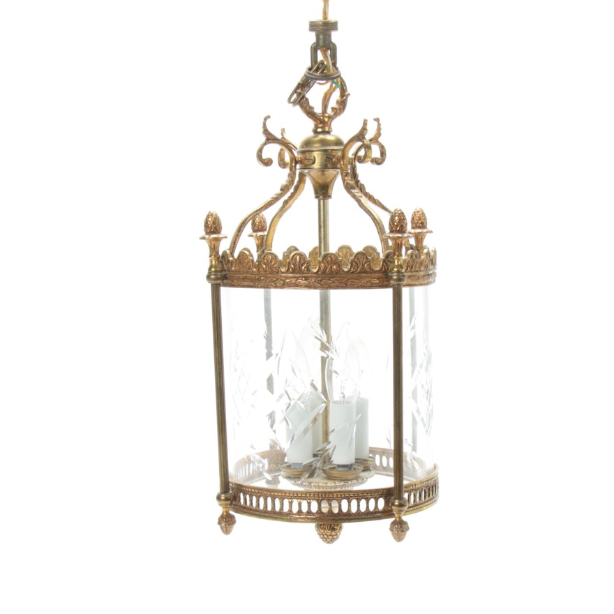 Regency Style Brass Chandelier, Mid-20th Century