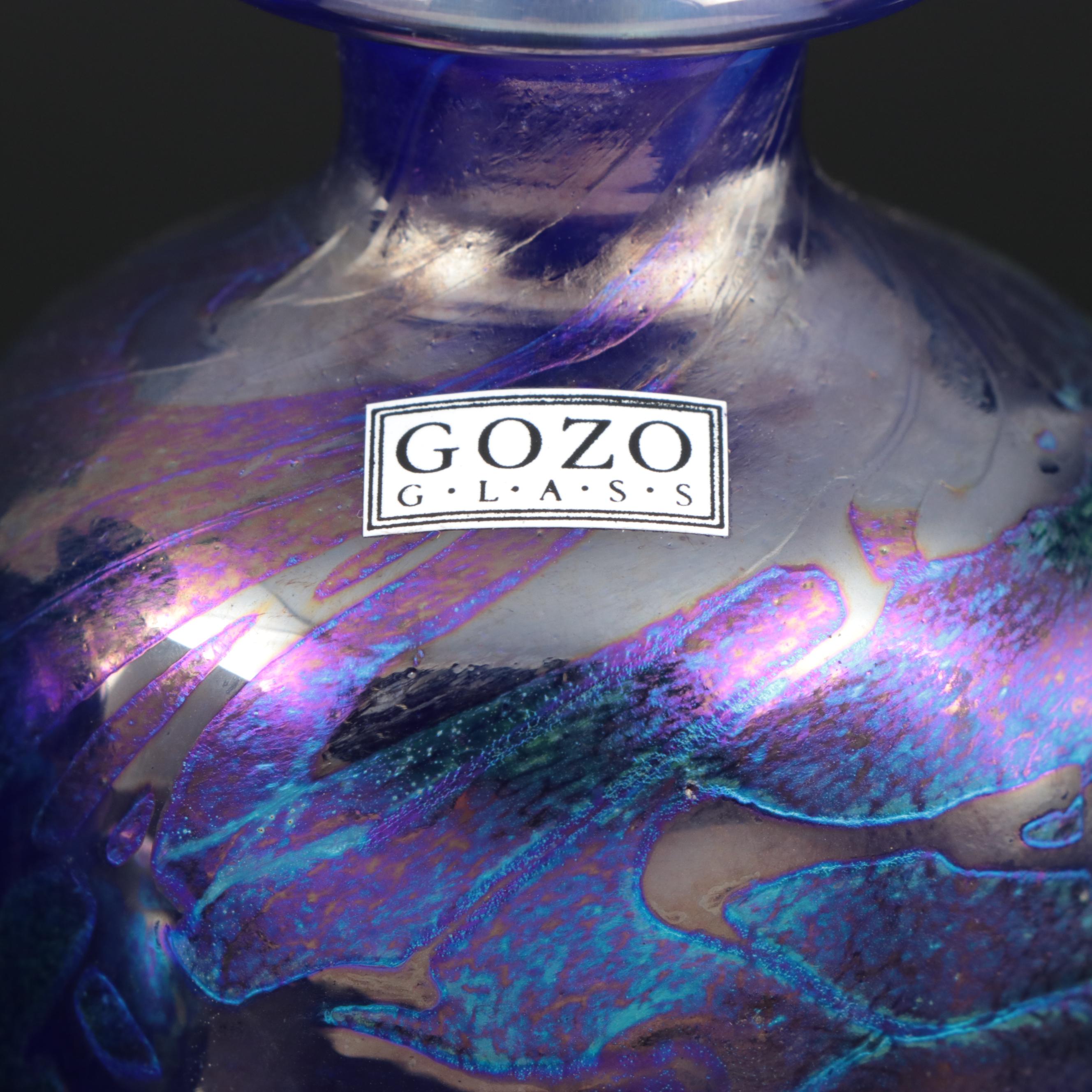 Gozo Iridescent Art Glass Bottles and Stoppers