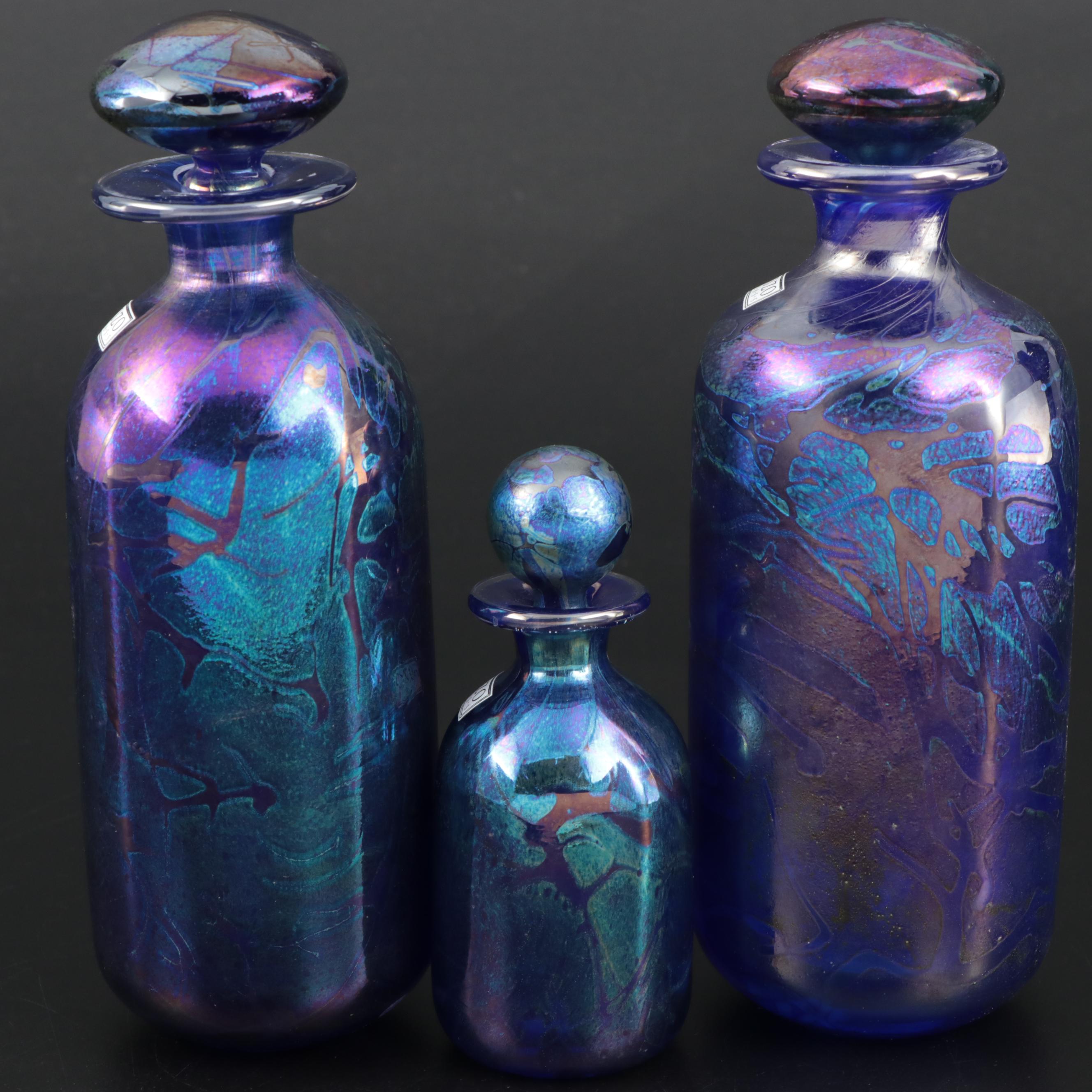Gozo Iridescent Art Glass Bottles and Stoppers