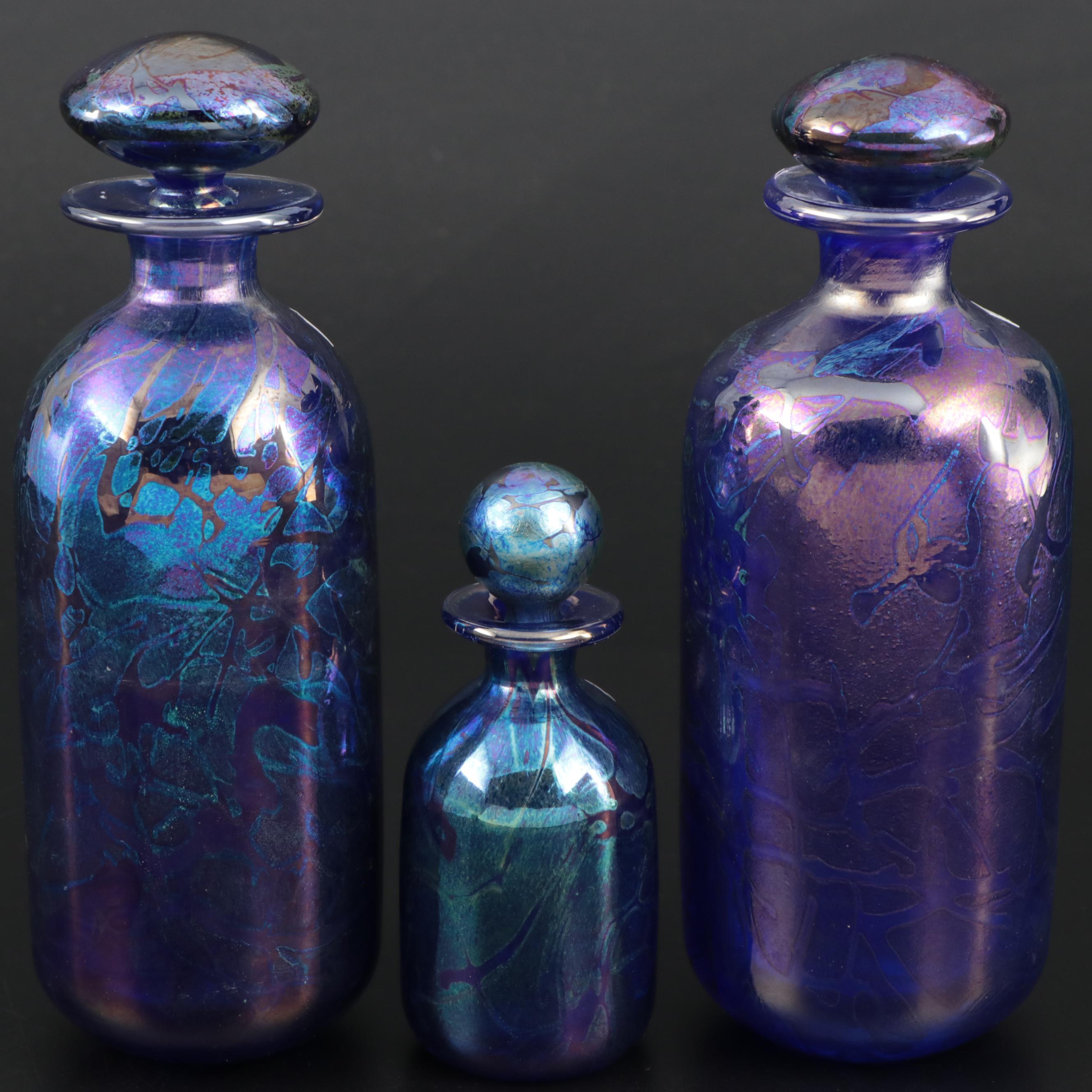 Gozo Iridescent Art Glass Bottles and Stoppers