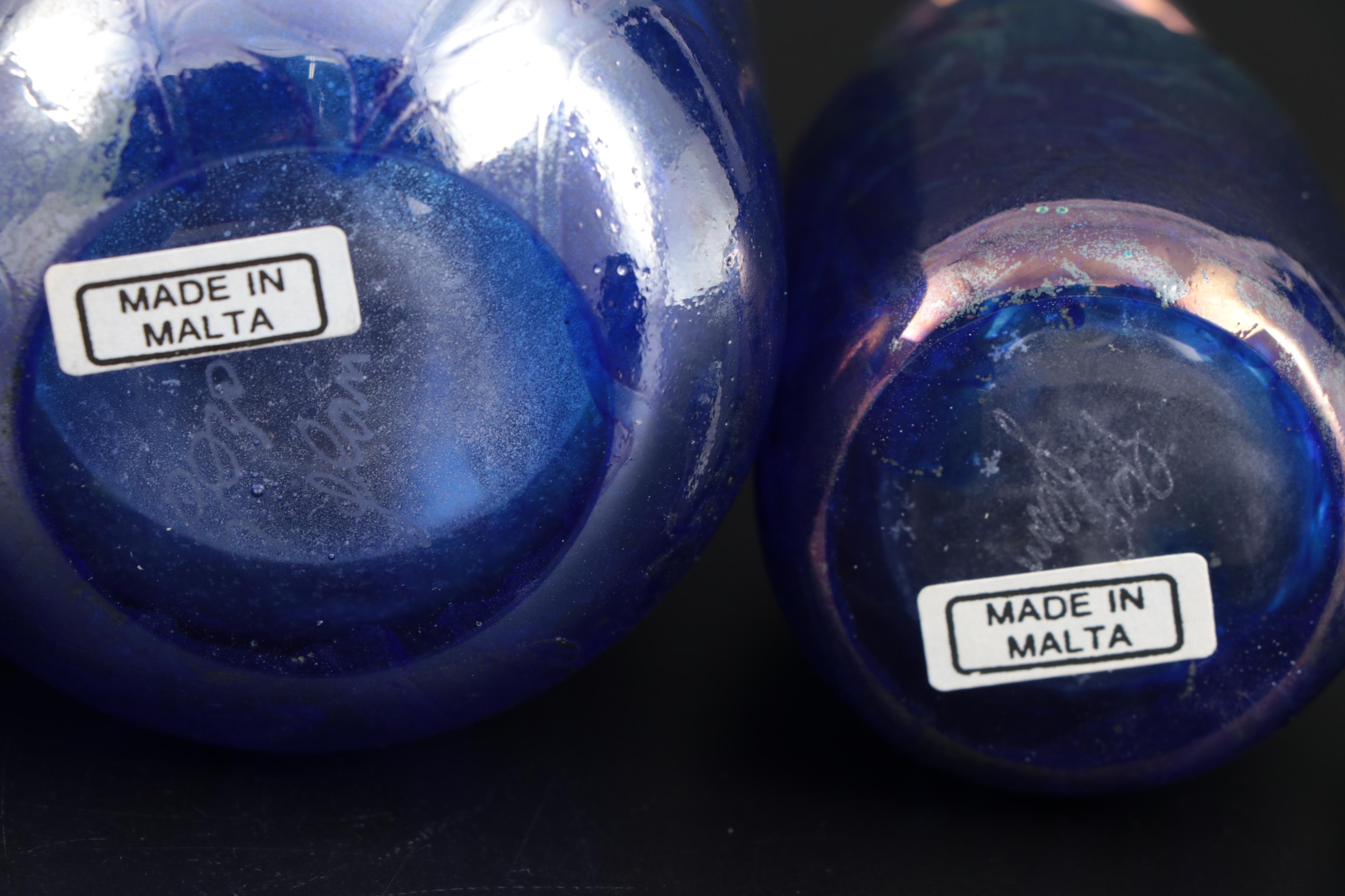 Gozo Iridescent Art Glass Bottles and Stoppers