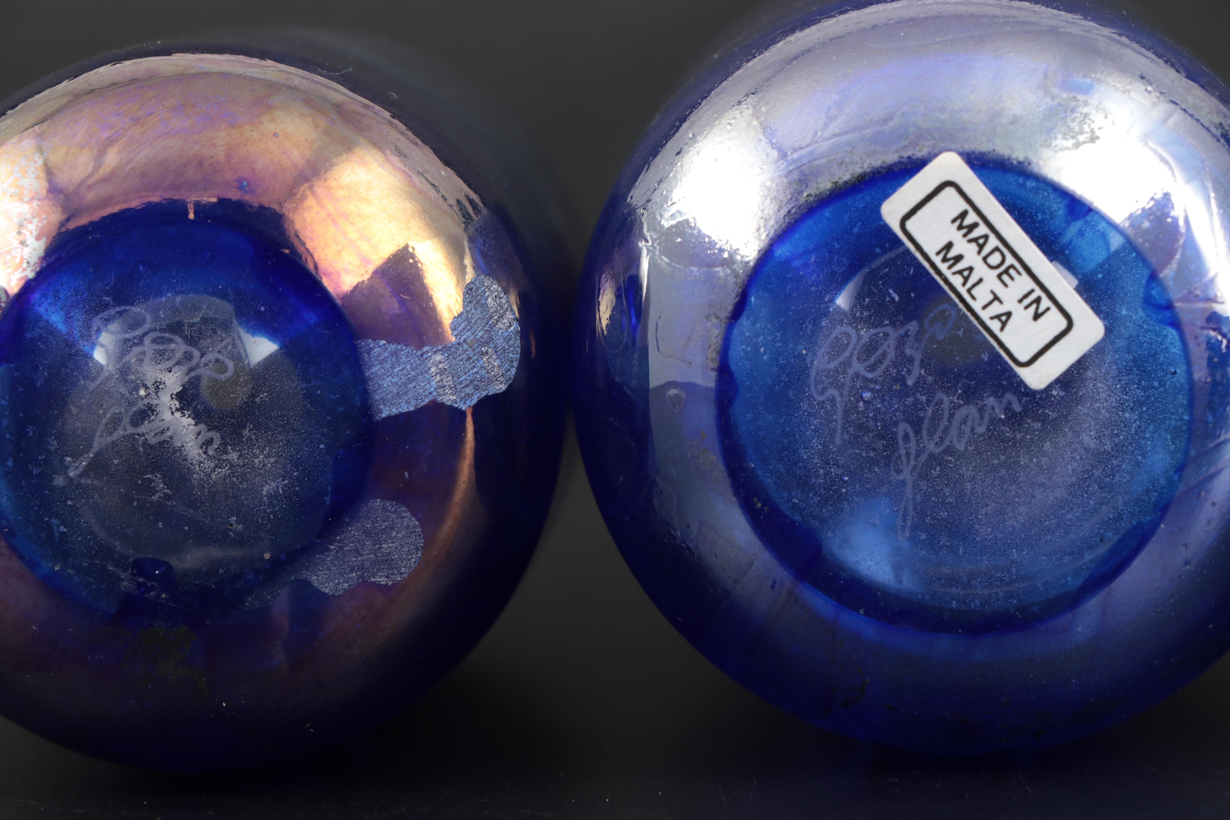 Gozo Iridescent Art Glass Bottles and Stoppers