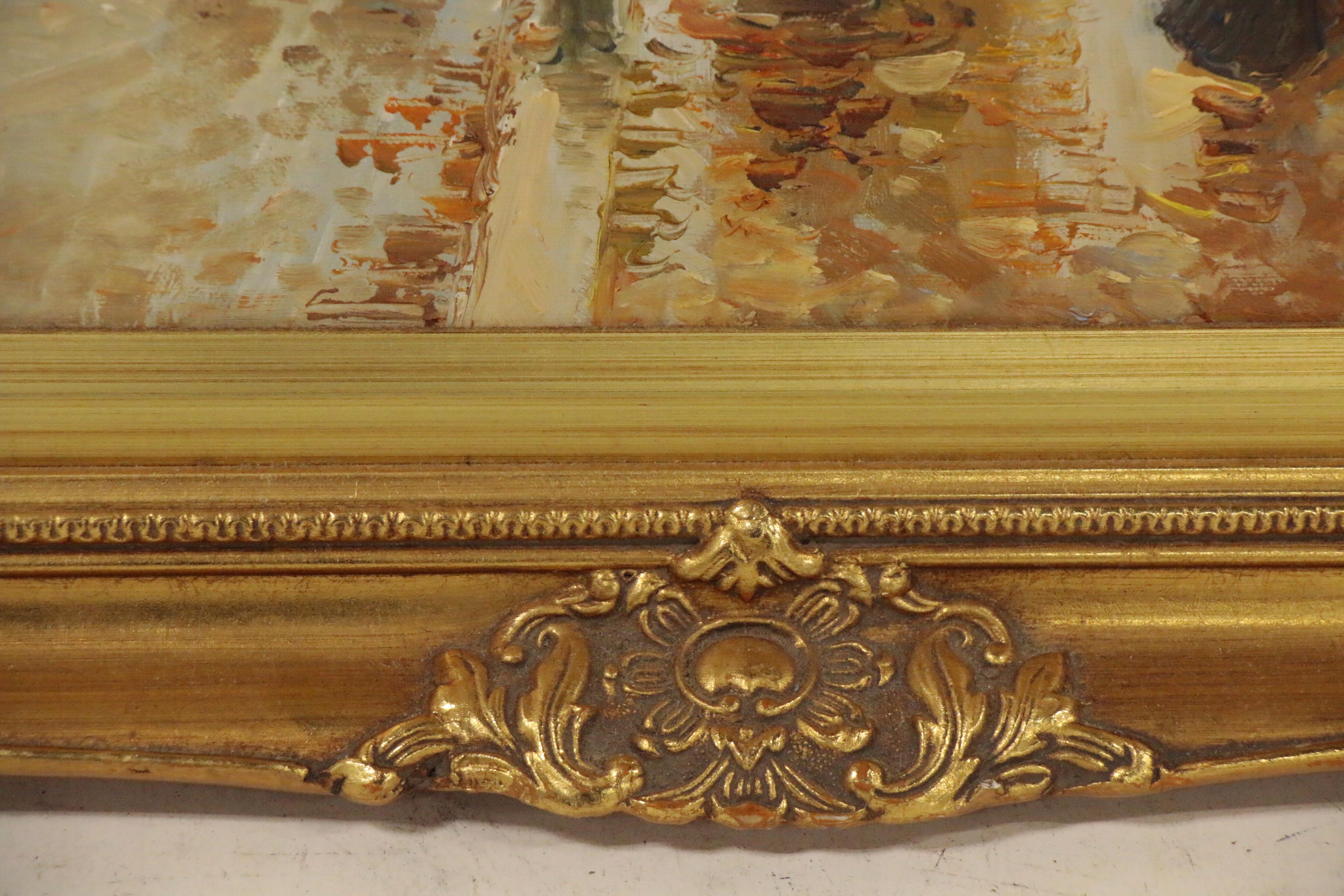 T.E. Pencke Parisian Street Scene Oil Painting, Late 20th Century