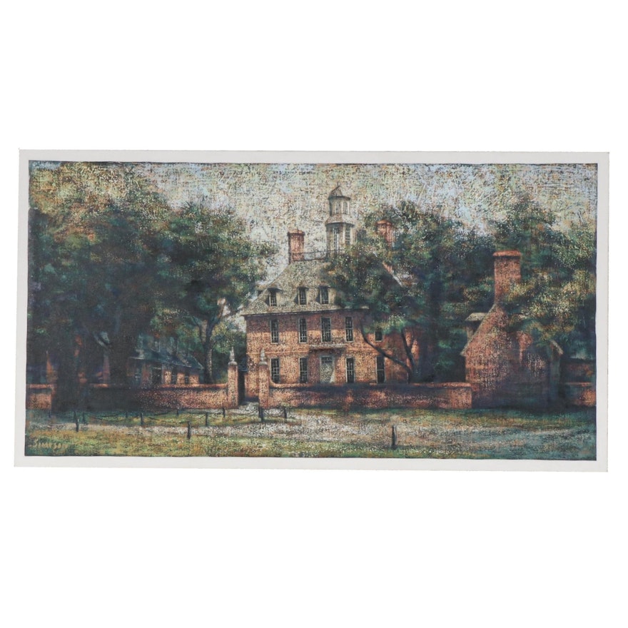 Mike Simpson Impressionist Style Oil Painting of Manor House Landscape