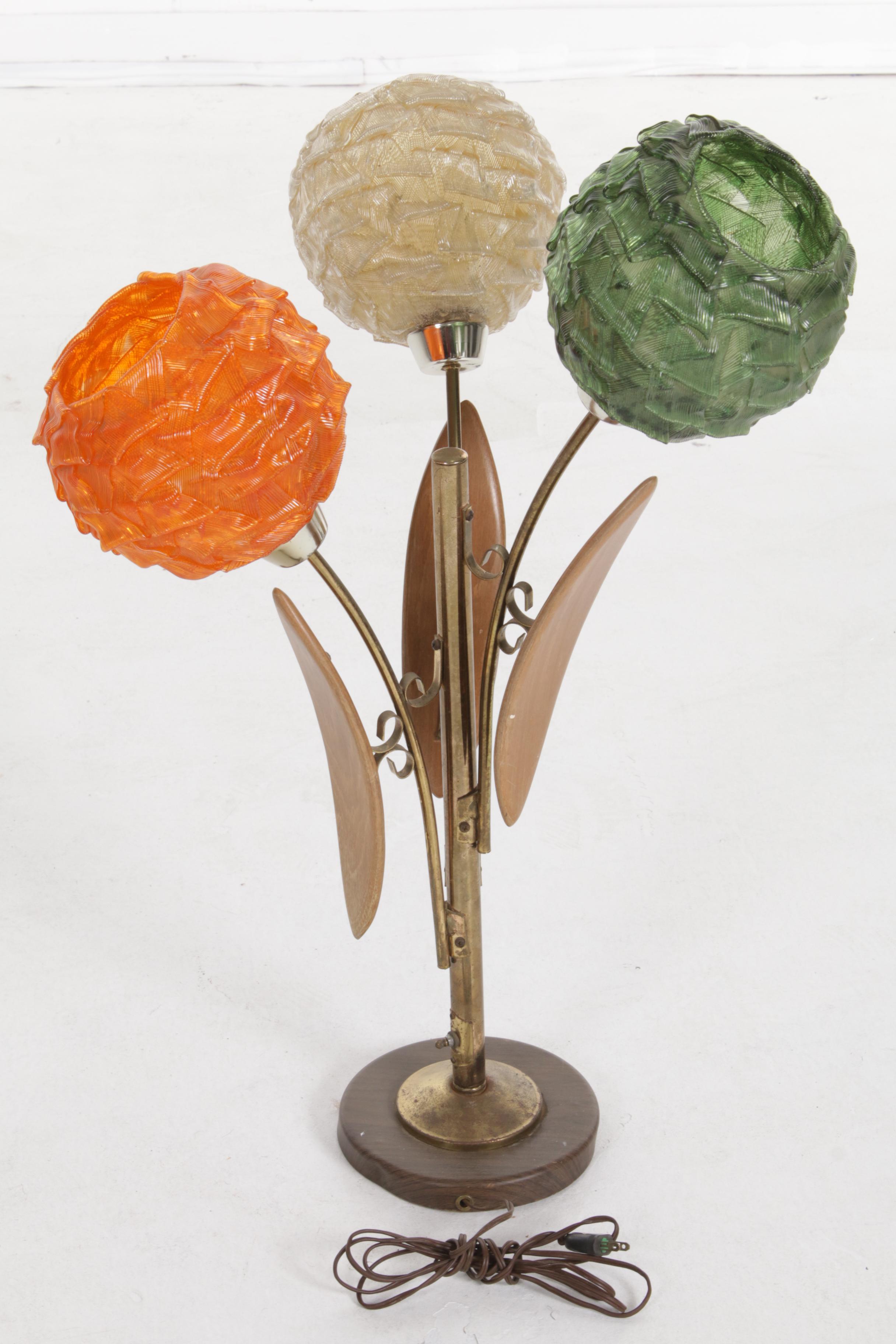 Mid Century Modern Spaghetti Globe Floral Table Lamp