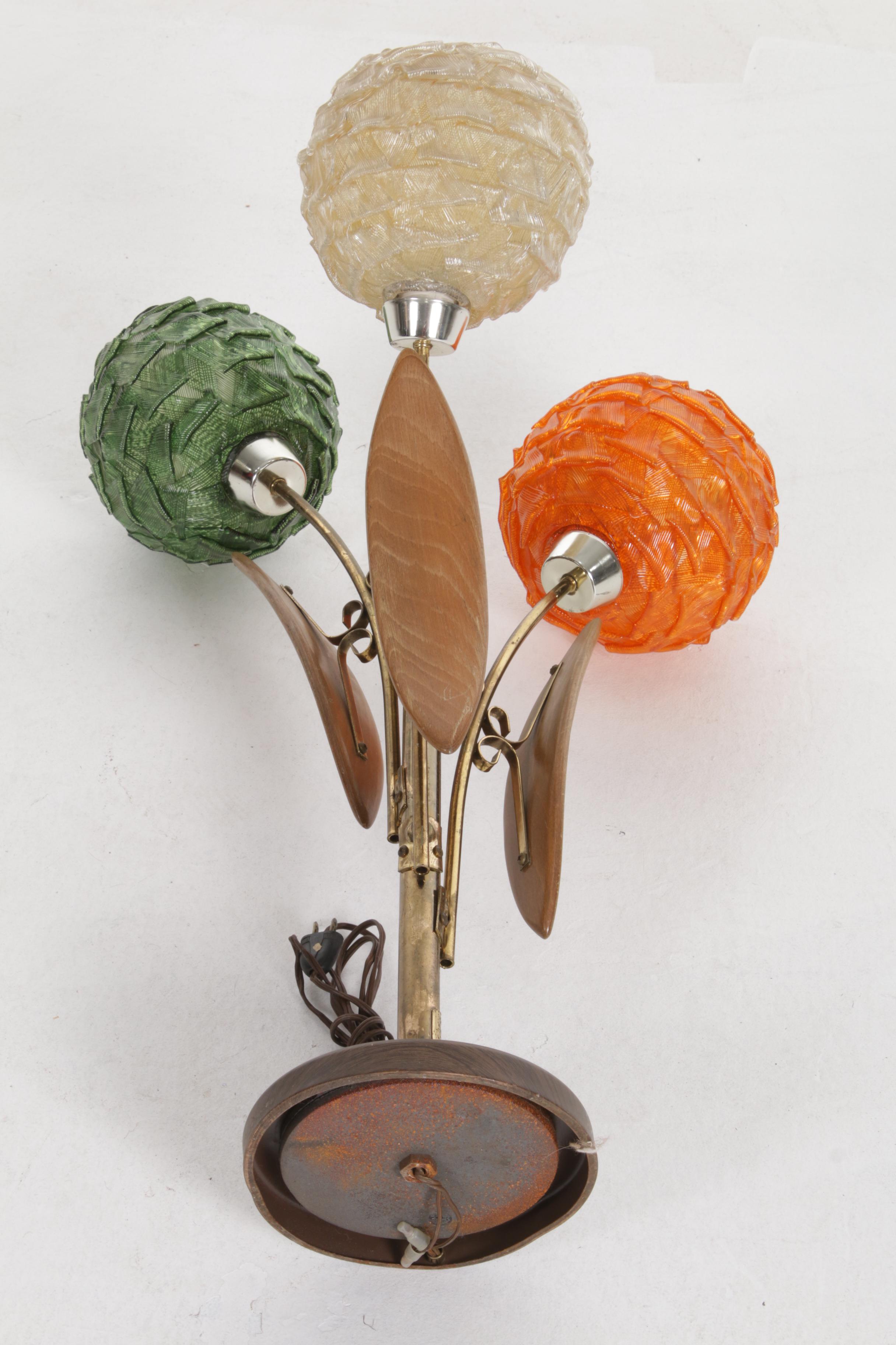 Mid Century Modern Spaghetti Globe Floral Table Lamp