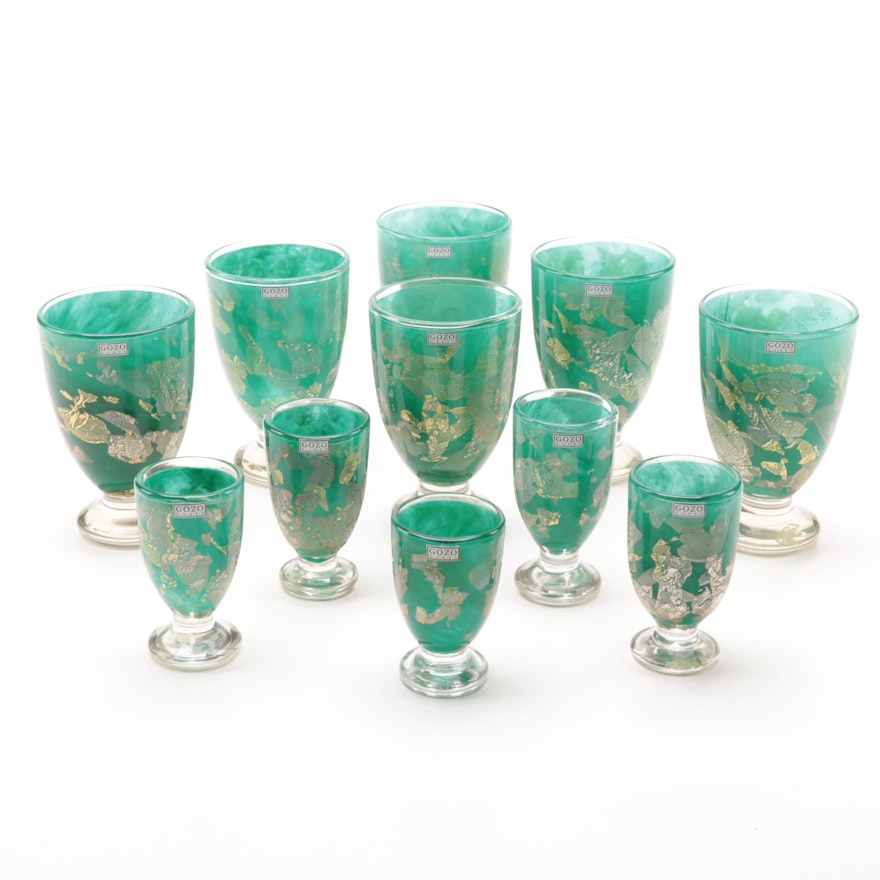 Gozo Maltese Art Glass Goblets and Cordial Glasses