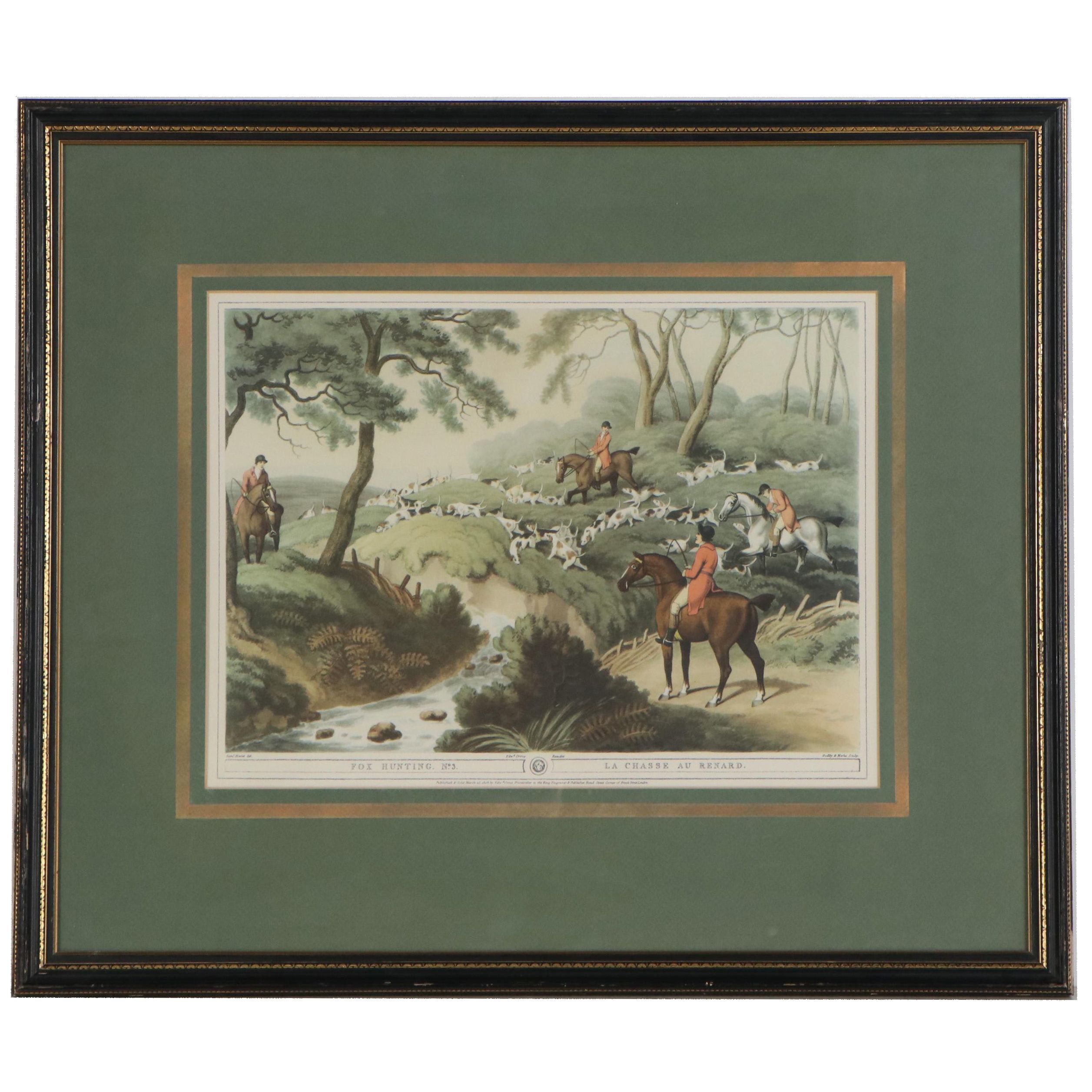 Offset Lithograph After Samuel Howitt Hunting Scene "Fox Hunting No. 3"