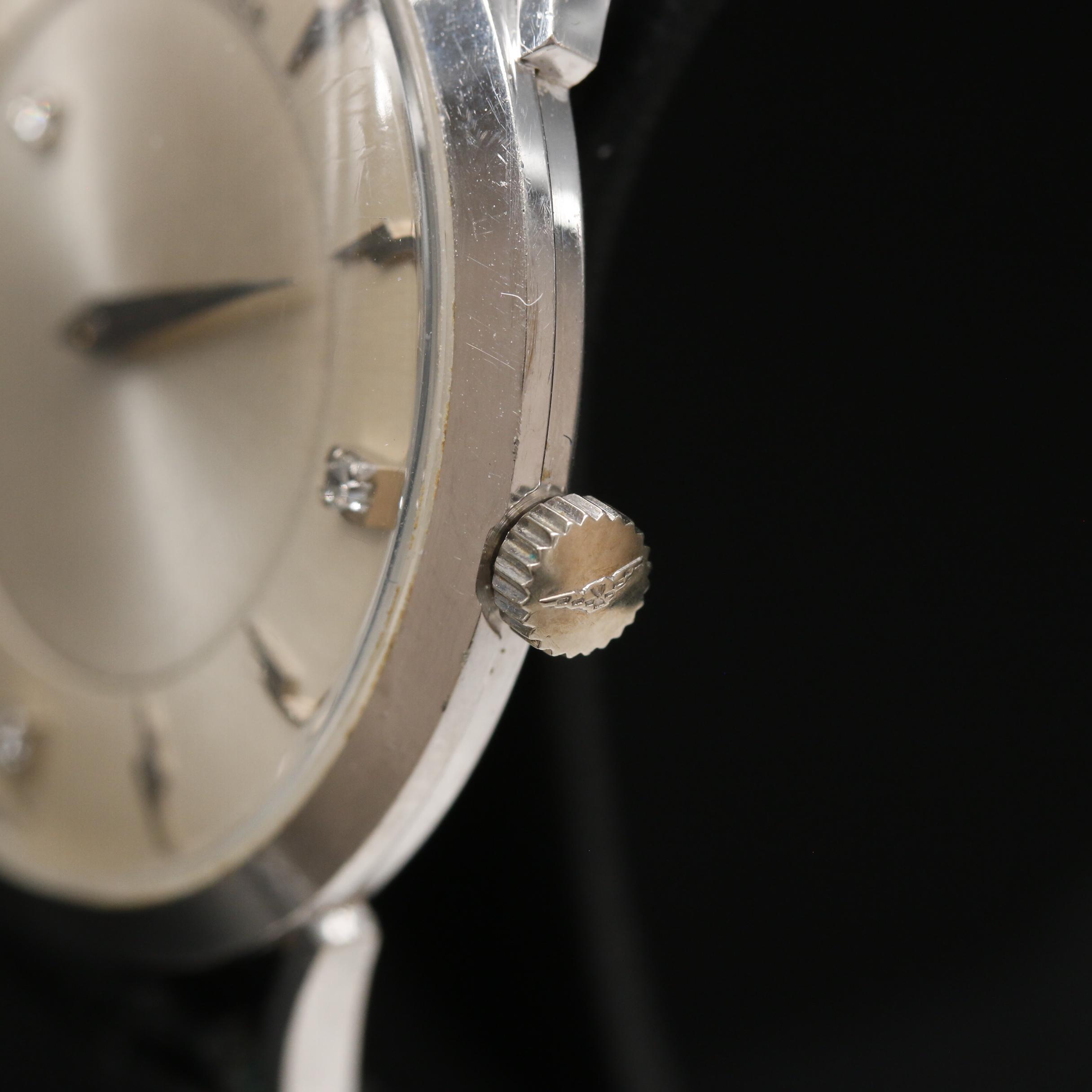 1964 Longines "Galaxy" Diamond Mystery Dial 14K White Gold Stem Wind Watch