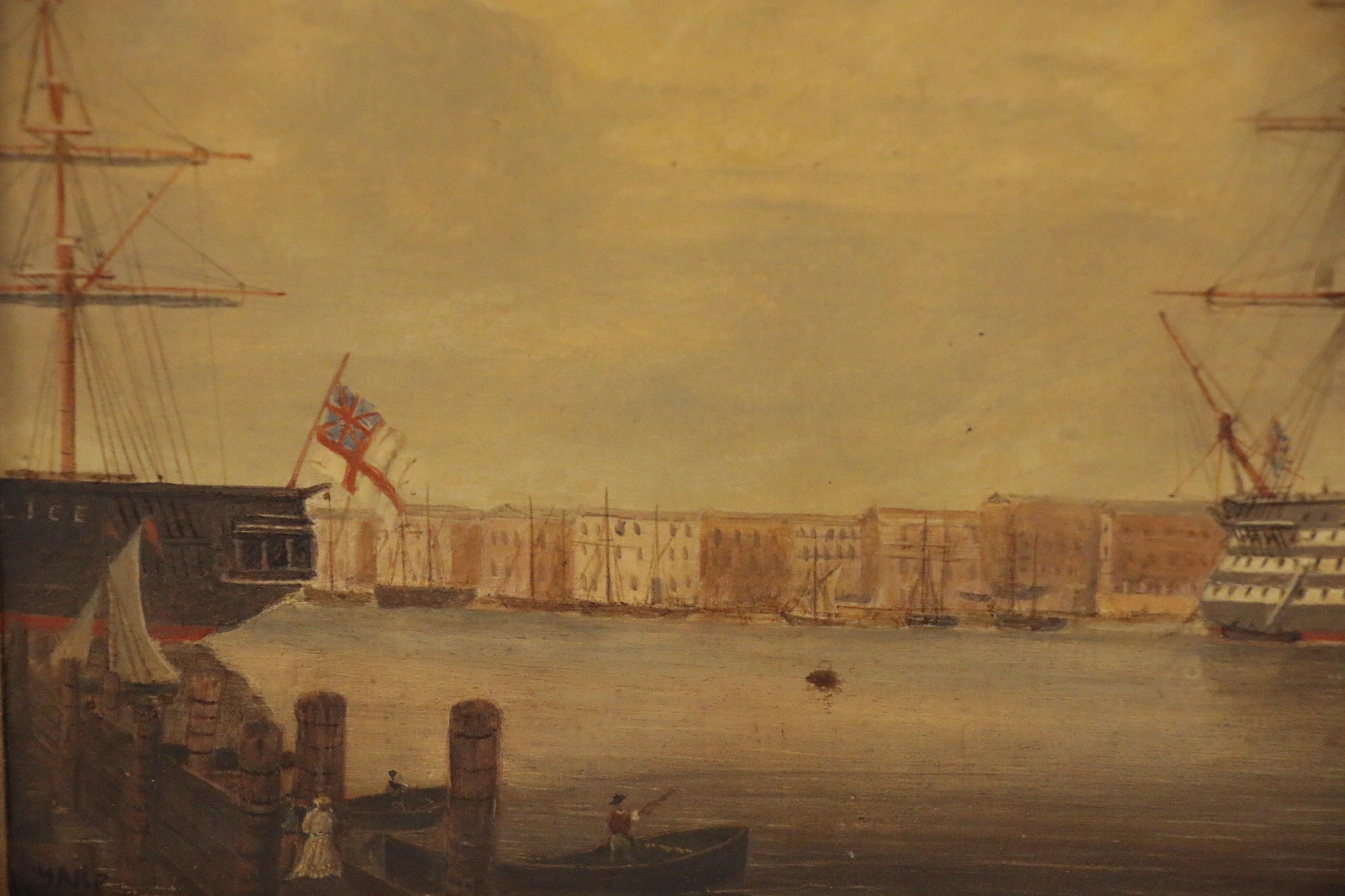 British Naval Scene Folk Art Paintings, Late 19th to Early 20th Century