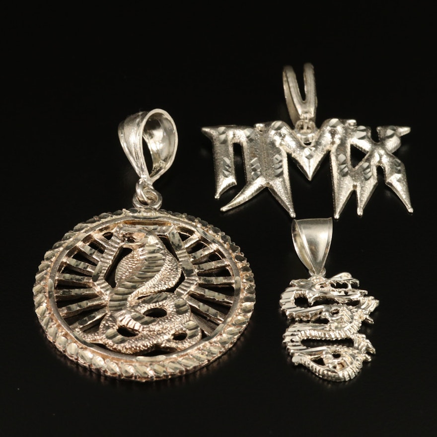 Sterling Silver Pendant Selection Featuring Cobra and Snake Designs
