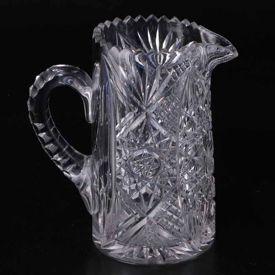 American Brilliant Cut Glass Lead Crystal Water Pitcher, Late 19th/Early 20th C.