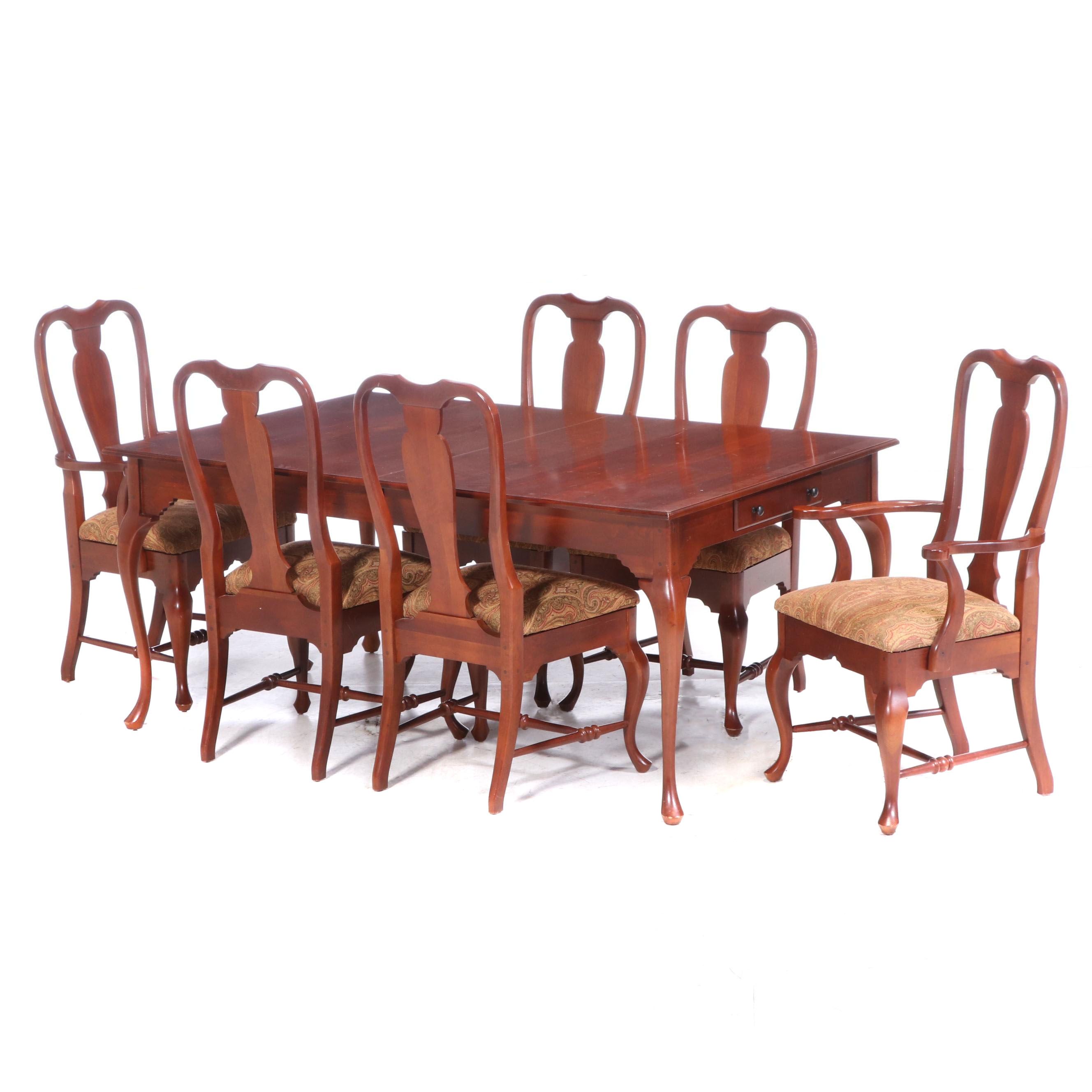 Seven-Piece Cresent Mfg. Co. Queen Anne Style Cherrywood Dining Set