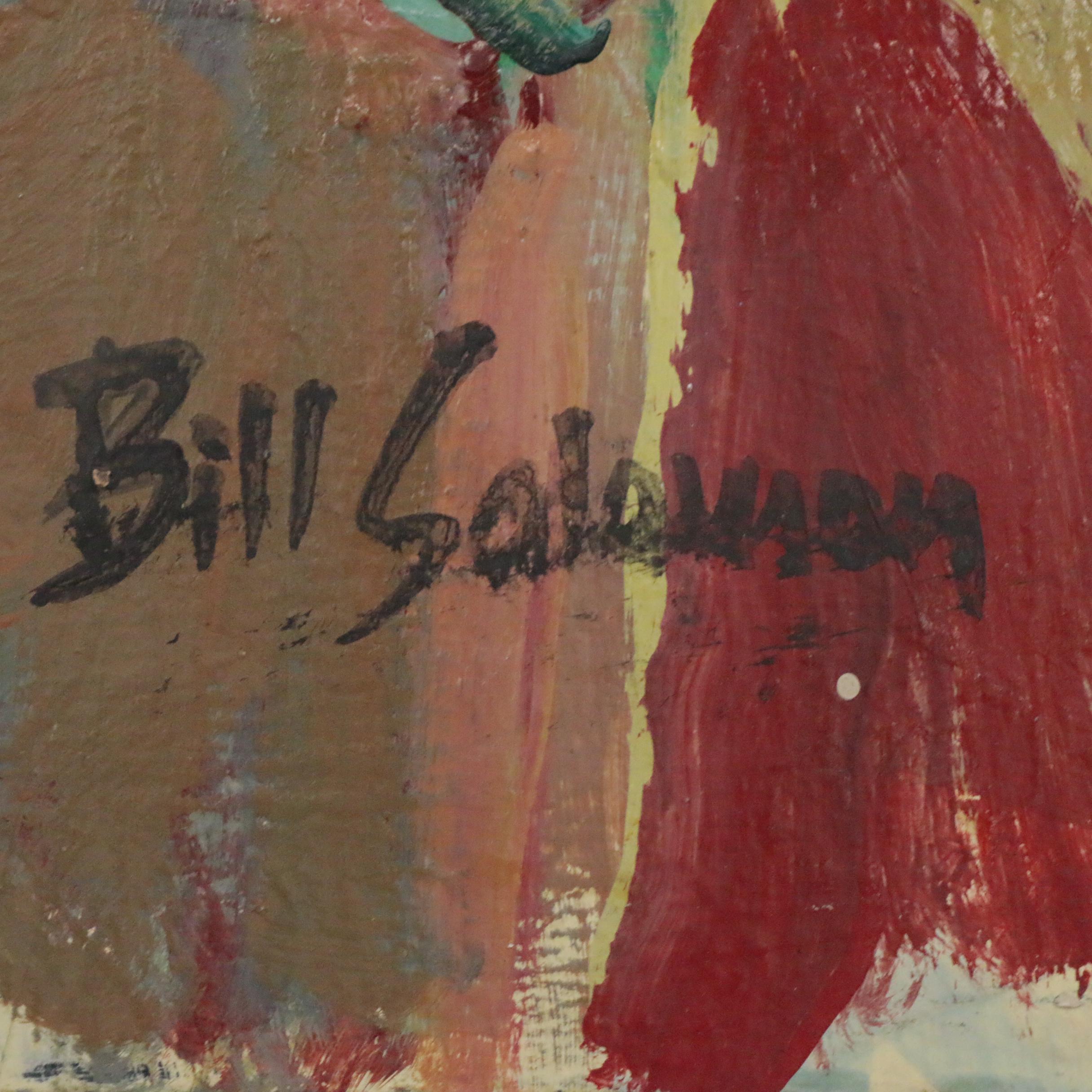 Bill Salamon Oil Painting of a Burlesque Dancer, Mid to Late 20th Century