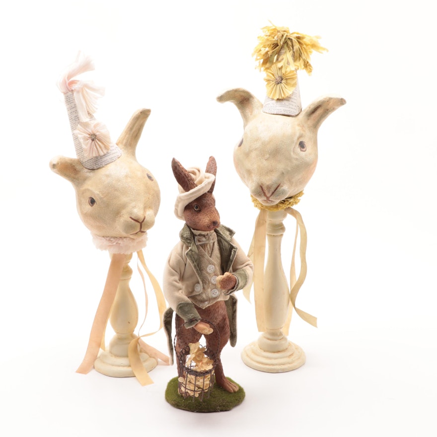 Nicol Sayre Collection Papier-Mâché Easter Rabbits and Bethany Lowe Rabbit