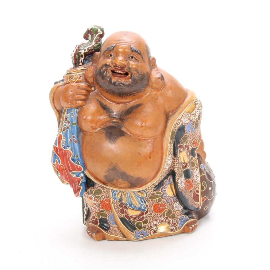 Satsuma Moriage Ceramic Budai Figure