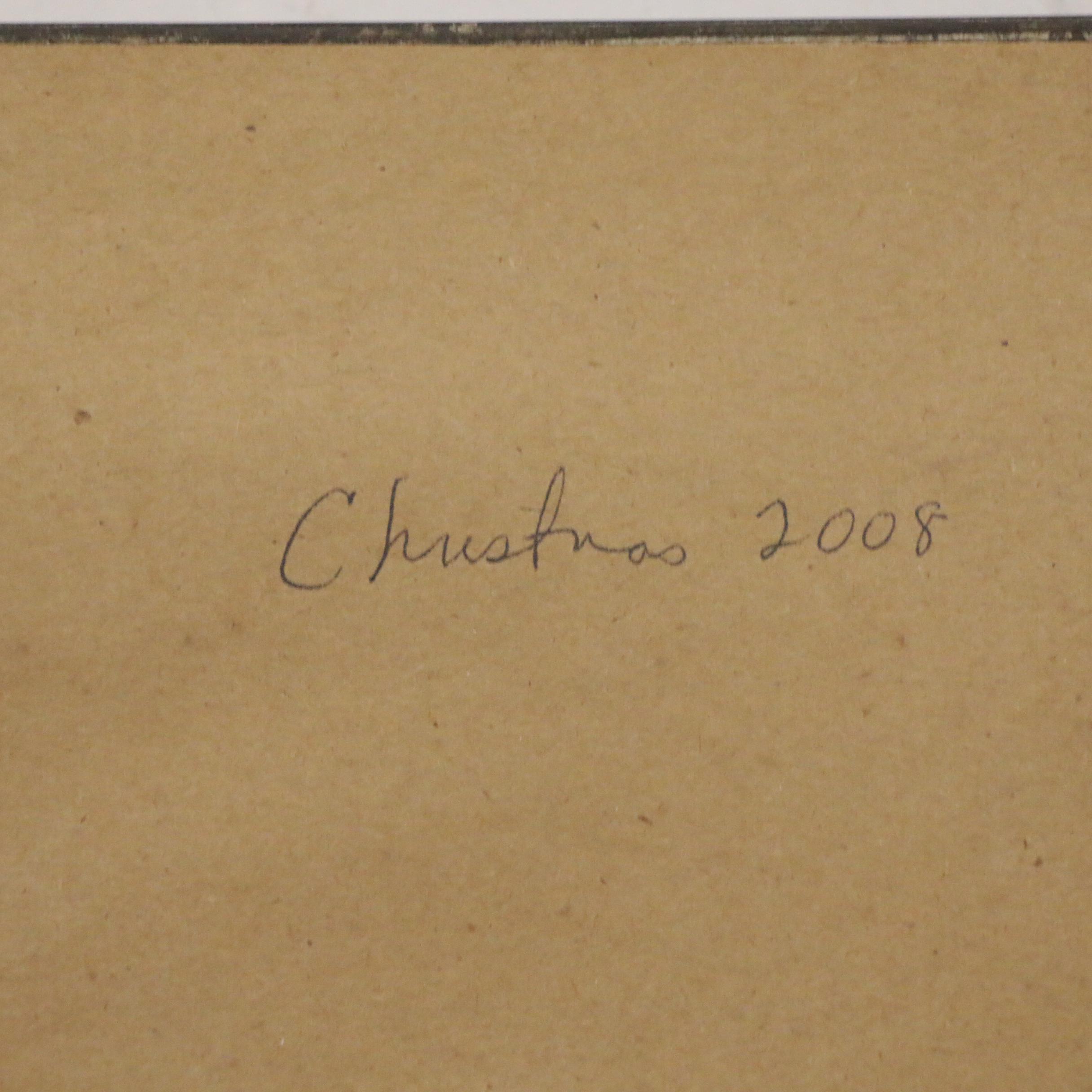 Sally Rosenbaum Oil Painting of Woman at Outdoor Table, 21st Century