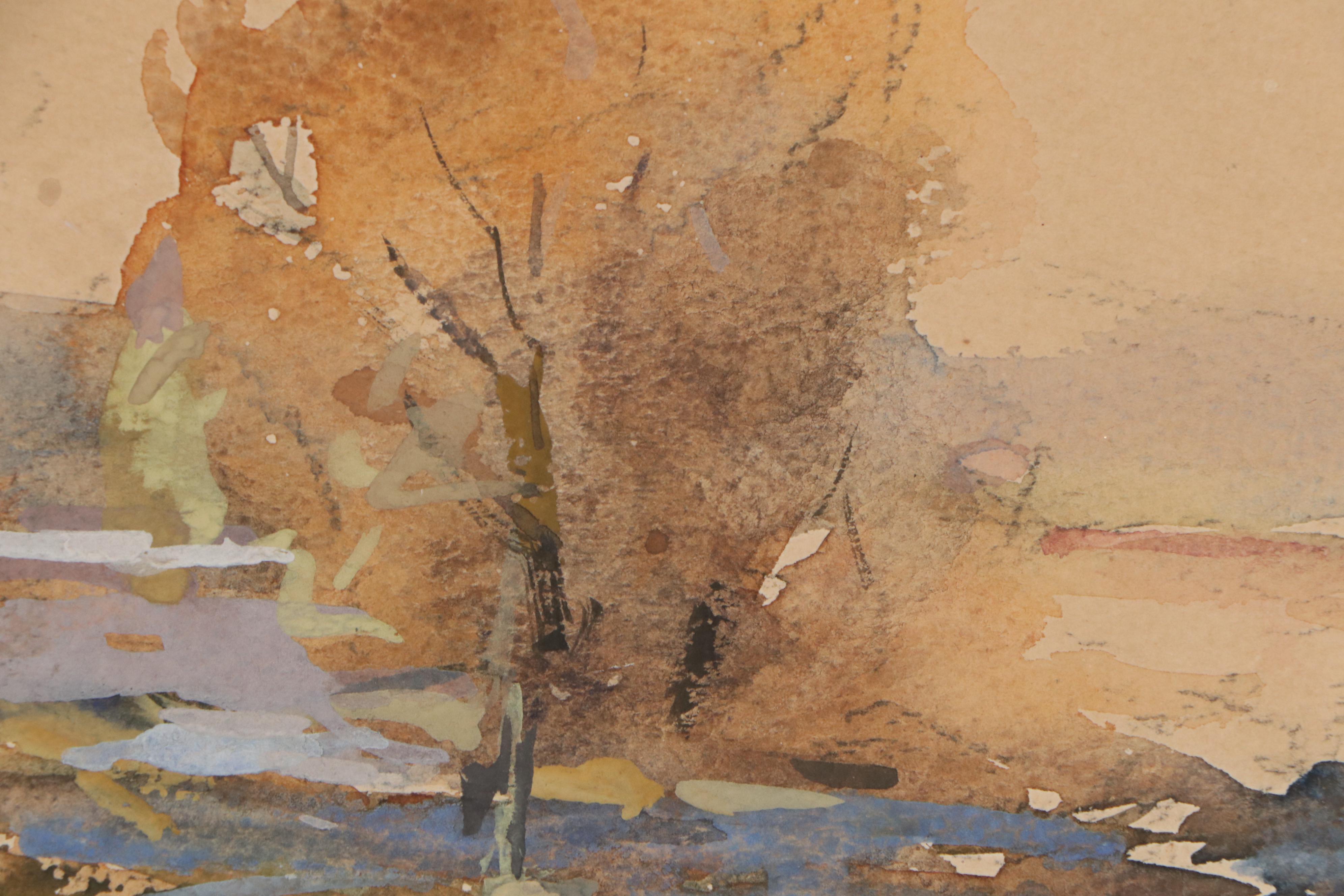 Ernest Cramer Watercolor Landscape Painting, Early 20th Century