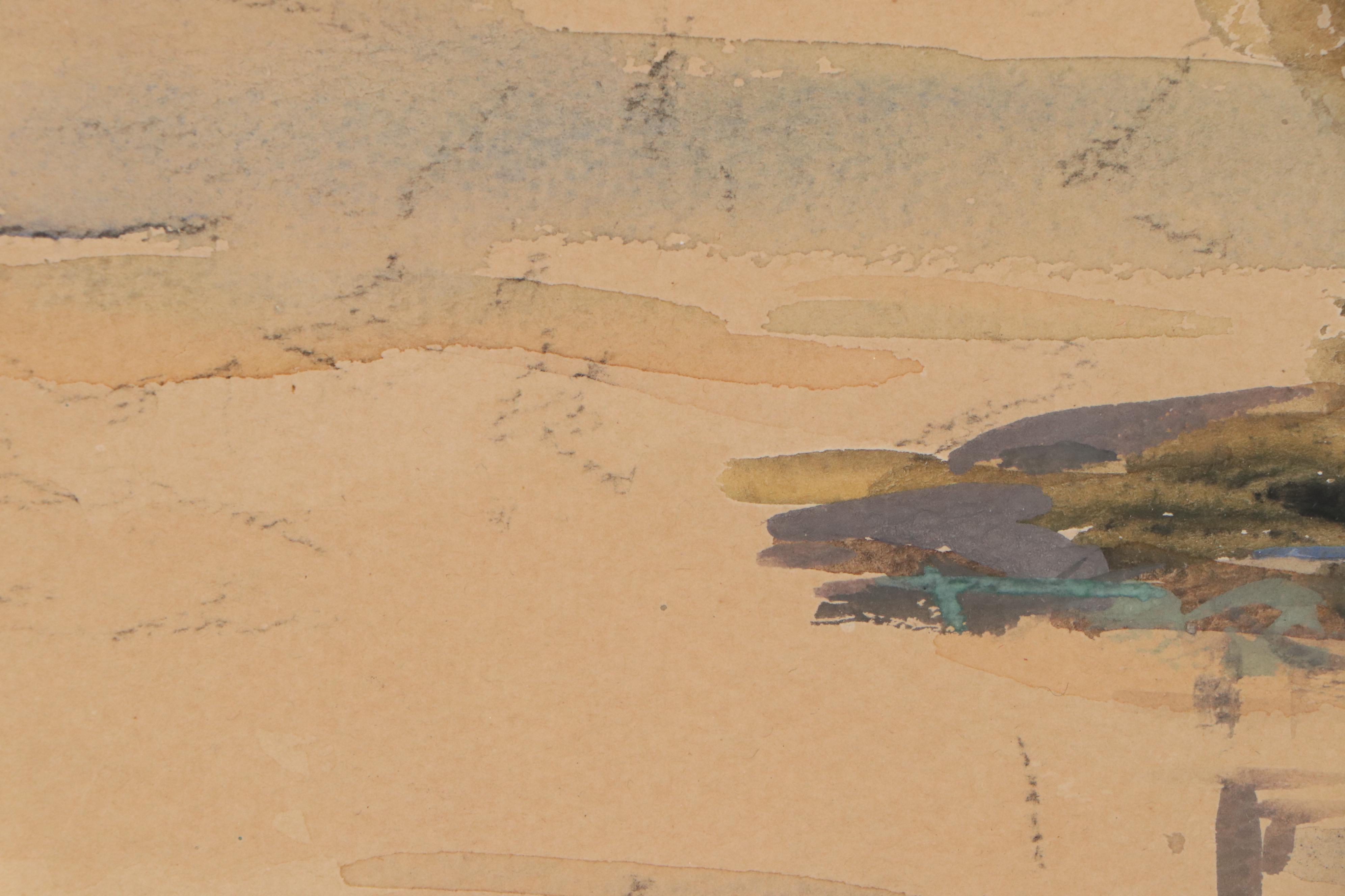 Ernest Cramer Watercolor Landscape Painting, Early 20th Century